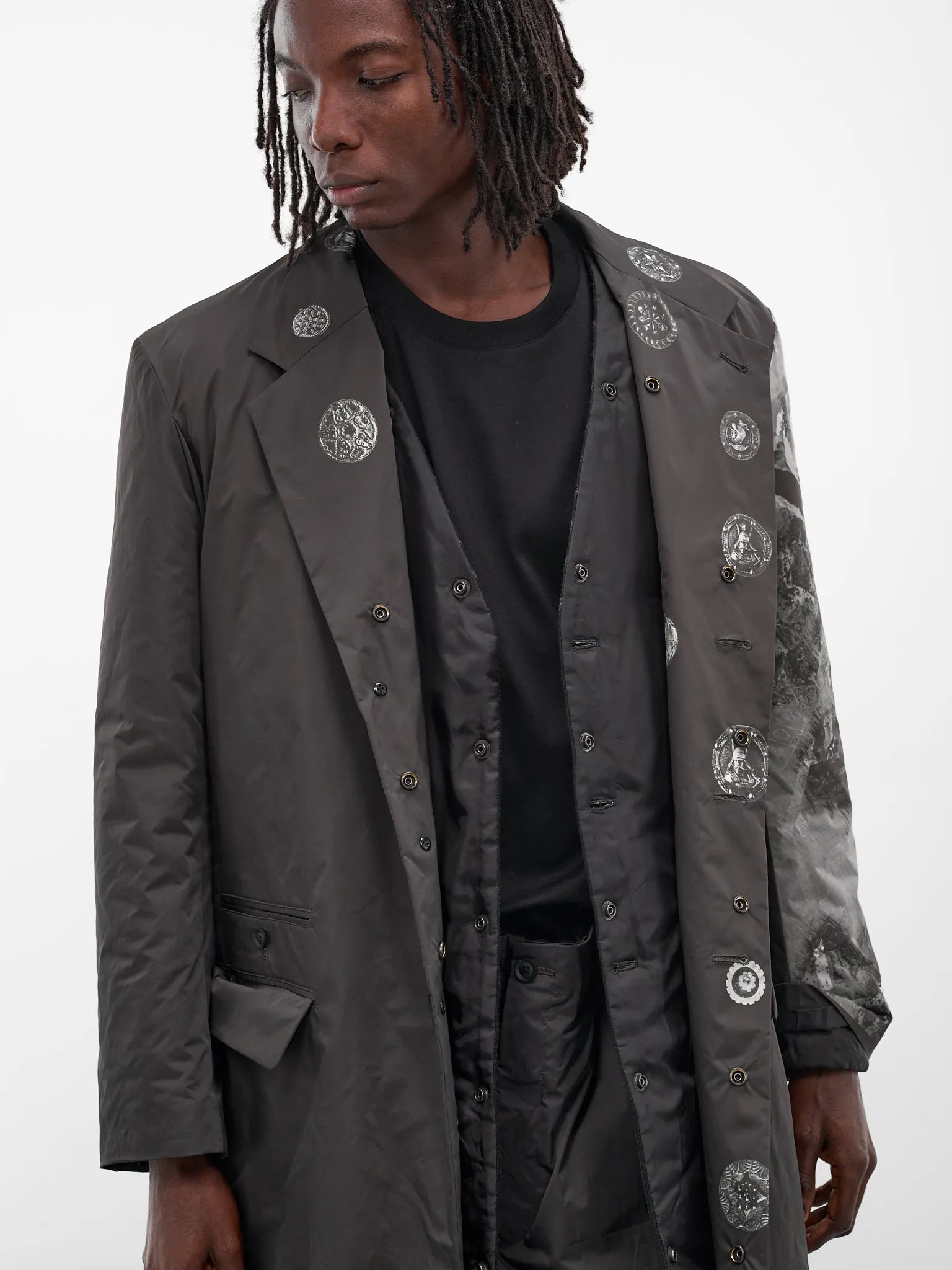 Black Reversible Graphic Padded Coat (HL-J44-831-BLACK) sold by lorenzo product image thumbnail 4