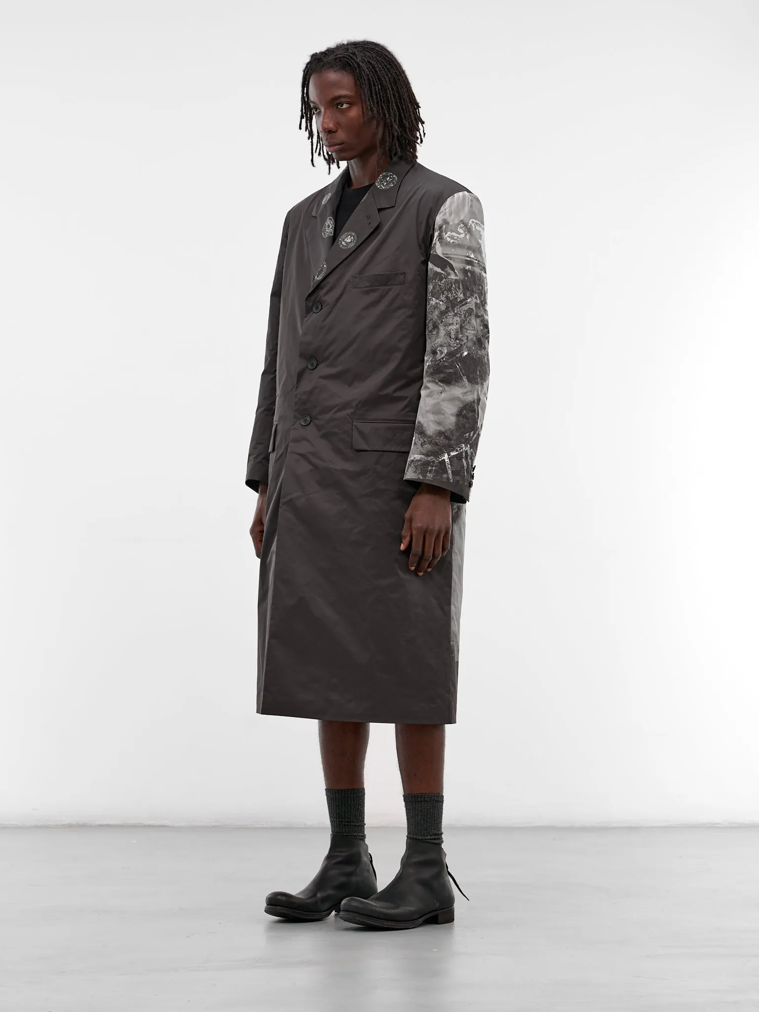 Black Reversible Graphic Padded Coat (HL-J44-831-BLACK) sold by lorenzo product image thumbnail 2