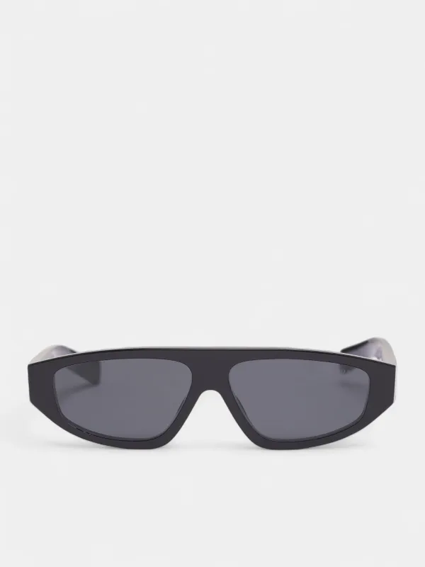 Black Matte C02S Geometric Sunglasses (0PR-C02S-BLACK-DARK-GREY) sold by lorenzo