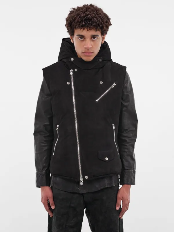 Black Kangaroo Suede Padded Vest (NA-2164-01-BLACK) sold by lorenzo