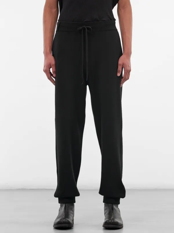 Black Shrunken Cashmere Knit Joggers (KN-783-01-BLACK) sold by lorenzo