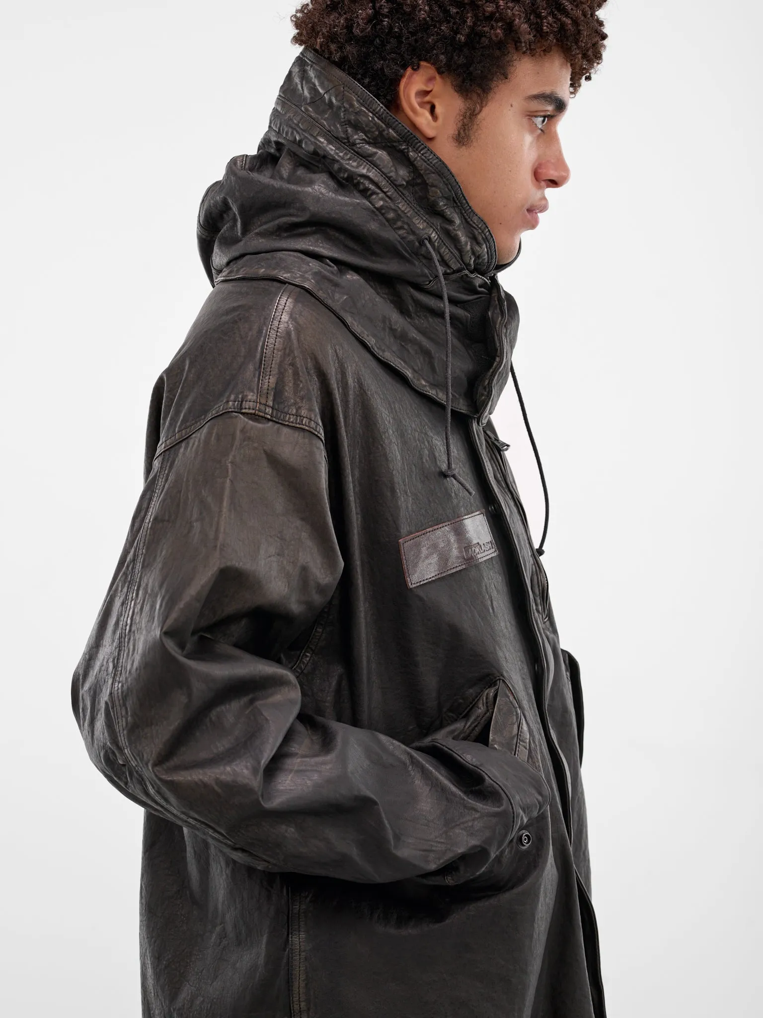 Black Steer Leather Fishtail Parka (2176-03-BLACK) sold by lorenzo product image thumbnail 5