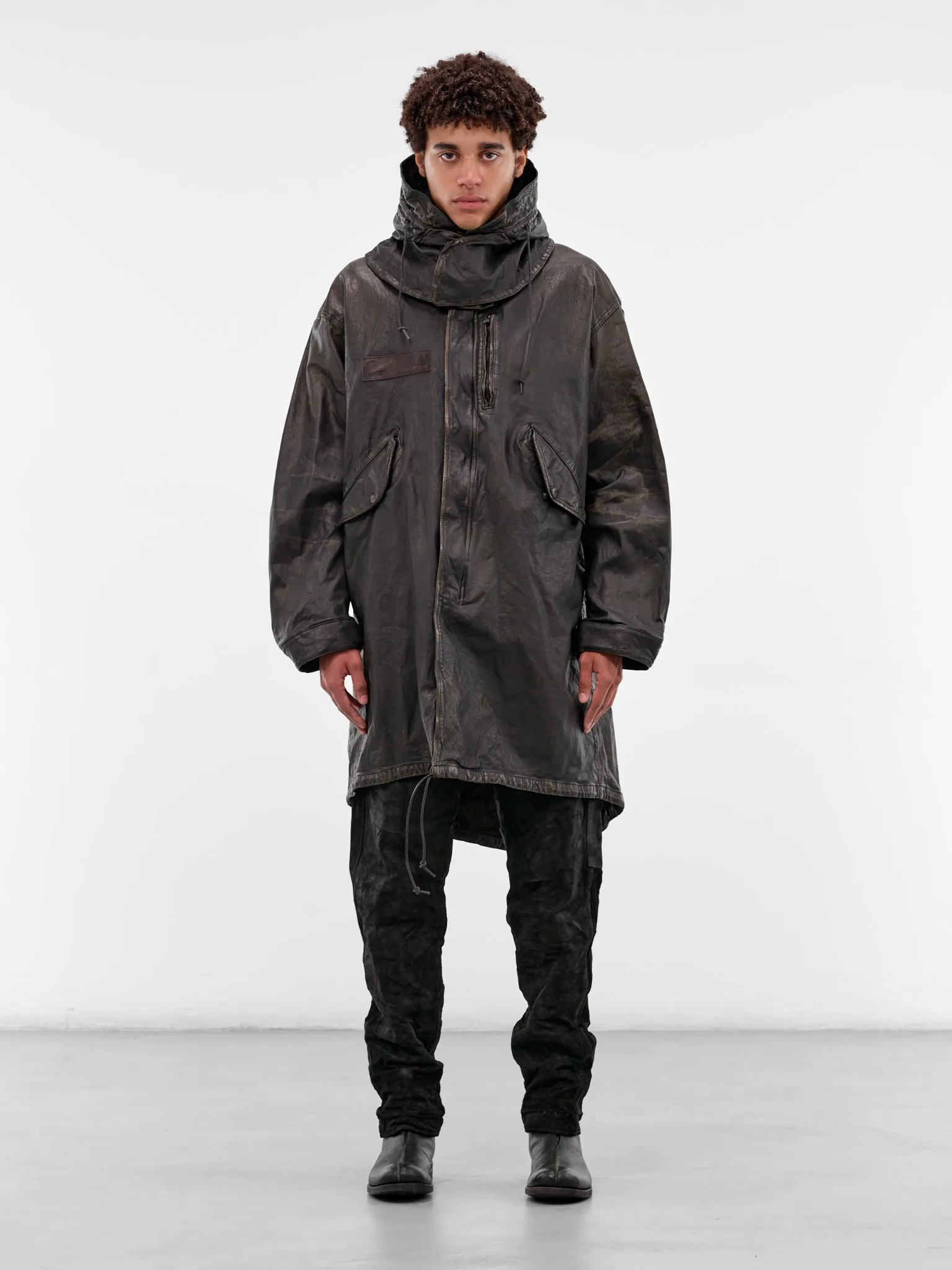 Black Steer Leather Fishtail Parka (2176-03-BLACK) sold by lorenzo