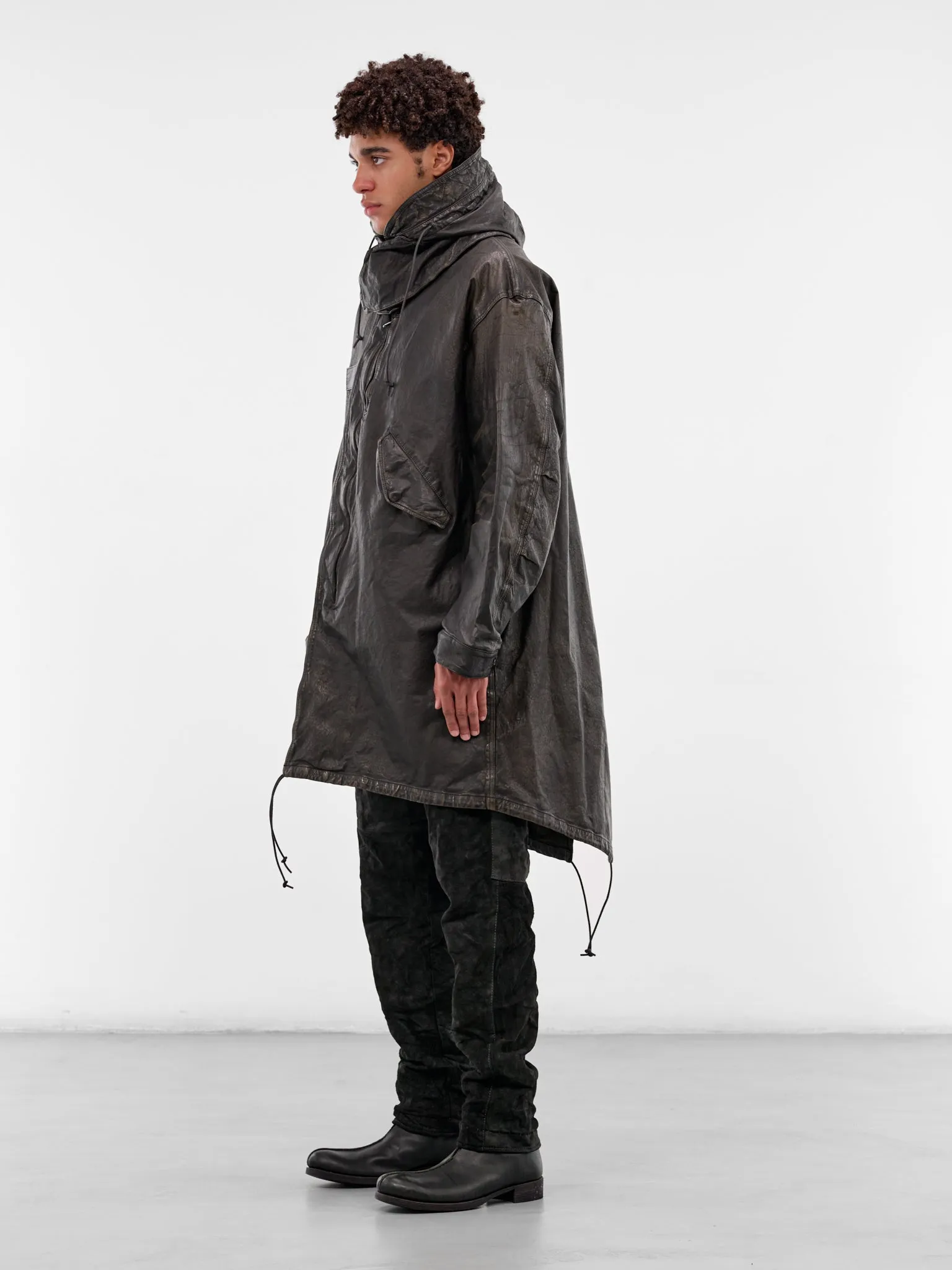 Black Steer Leather Fishtail Parka (2176-03-BLACK) sold by lorenzo product image thumbnail 2