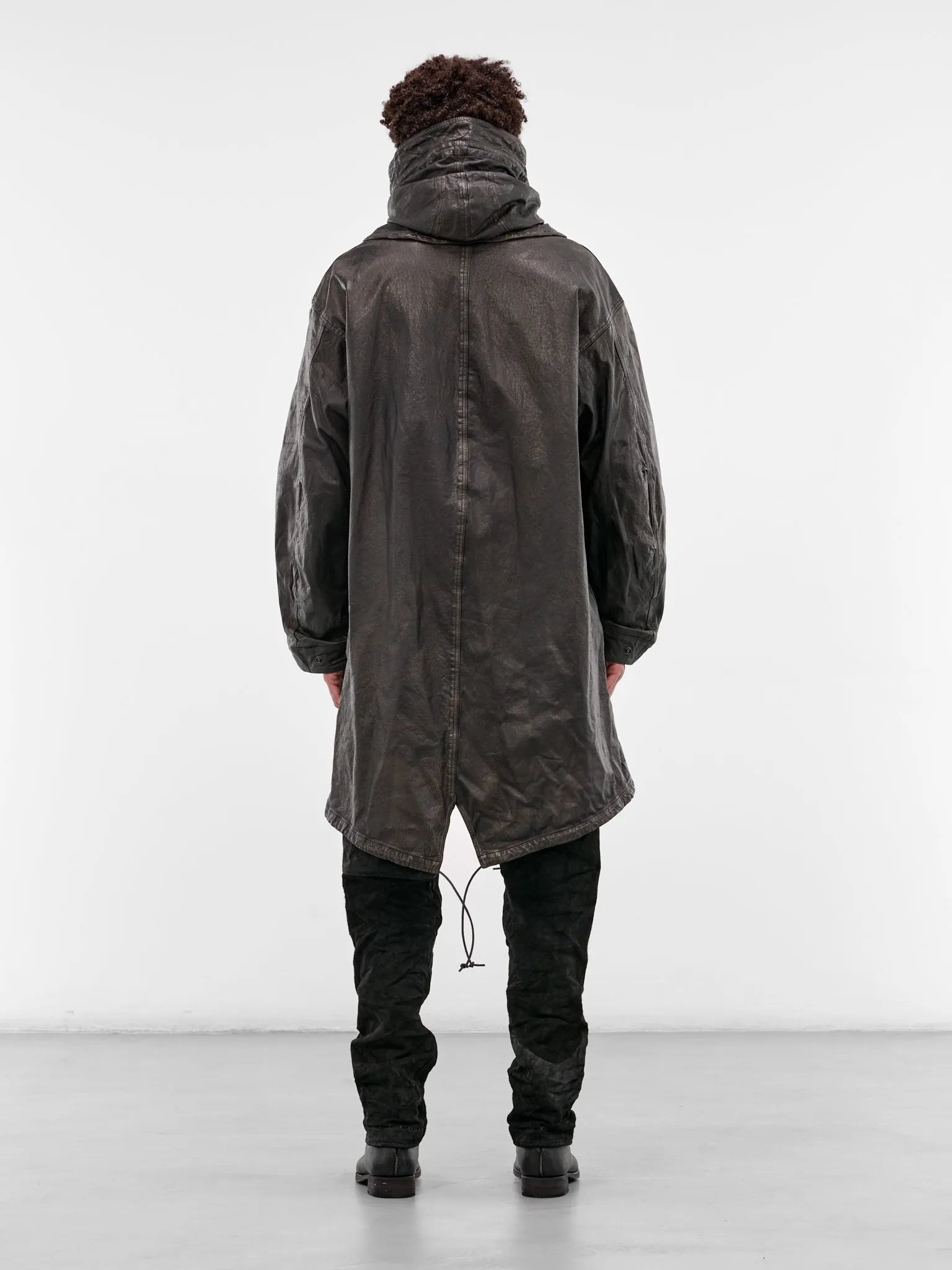 Black Steer Leather Fishtail Parka (2176-03-BLACK) sold by lorenzo product image thumbnail 3