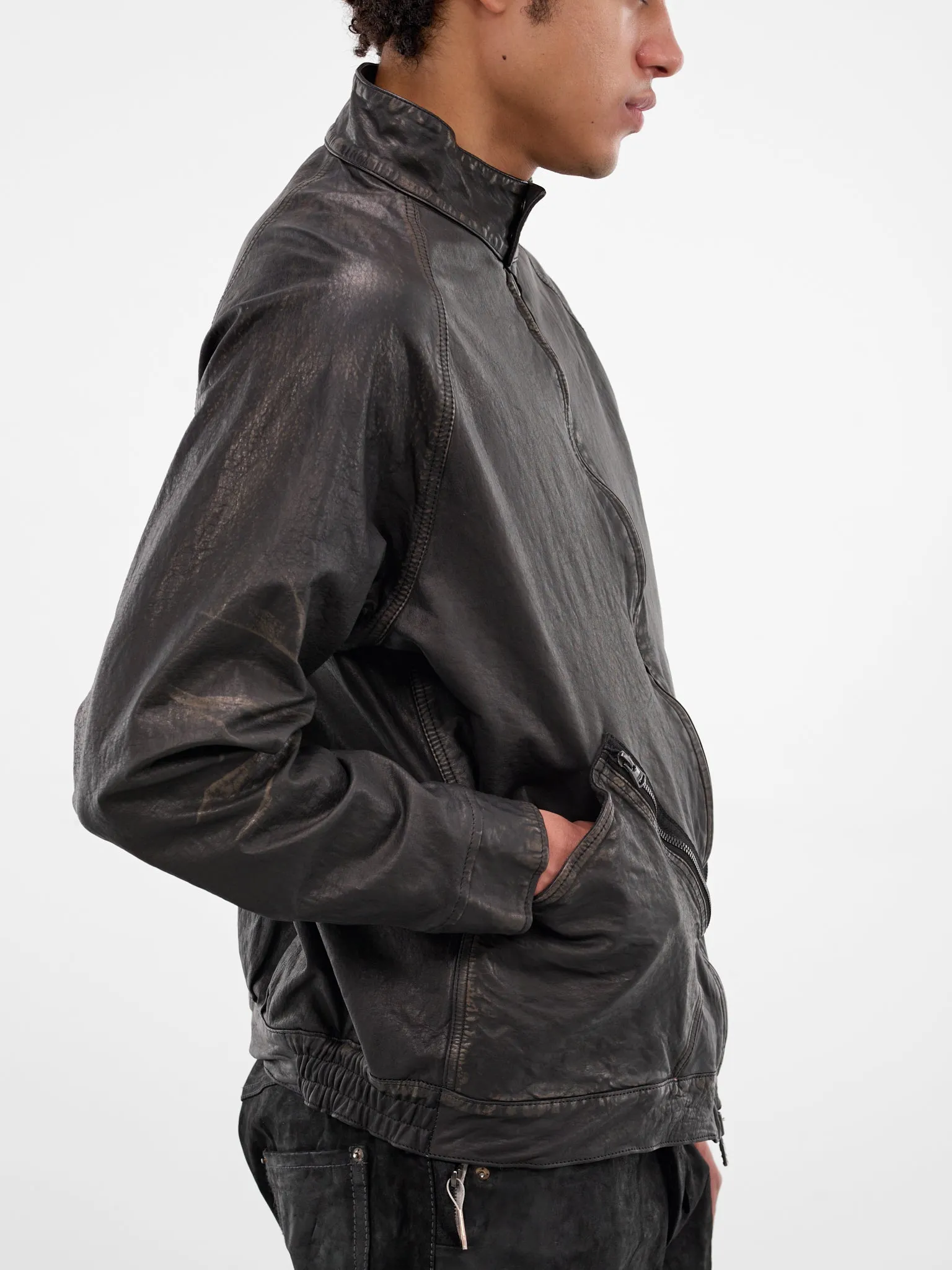 Black Steer Leather Oiled Jacket (2176-02-BLACK) sold by lorenzo product image thumbnail 4