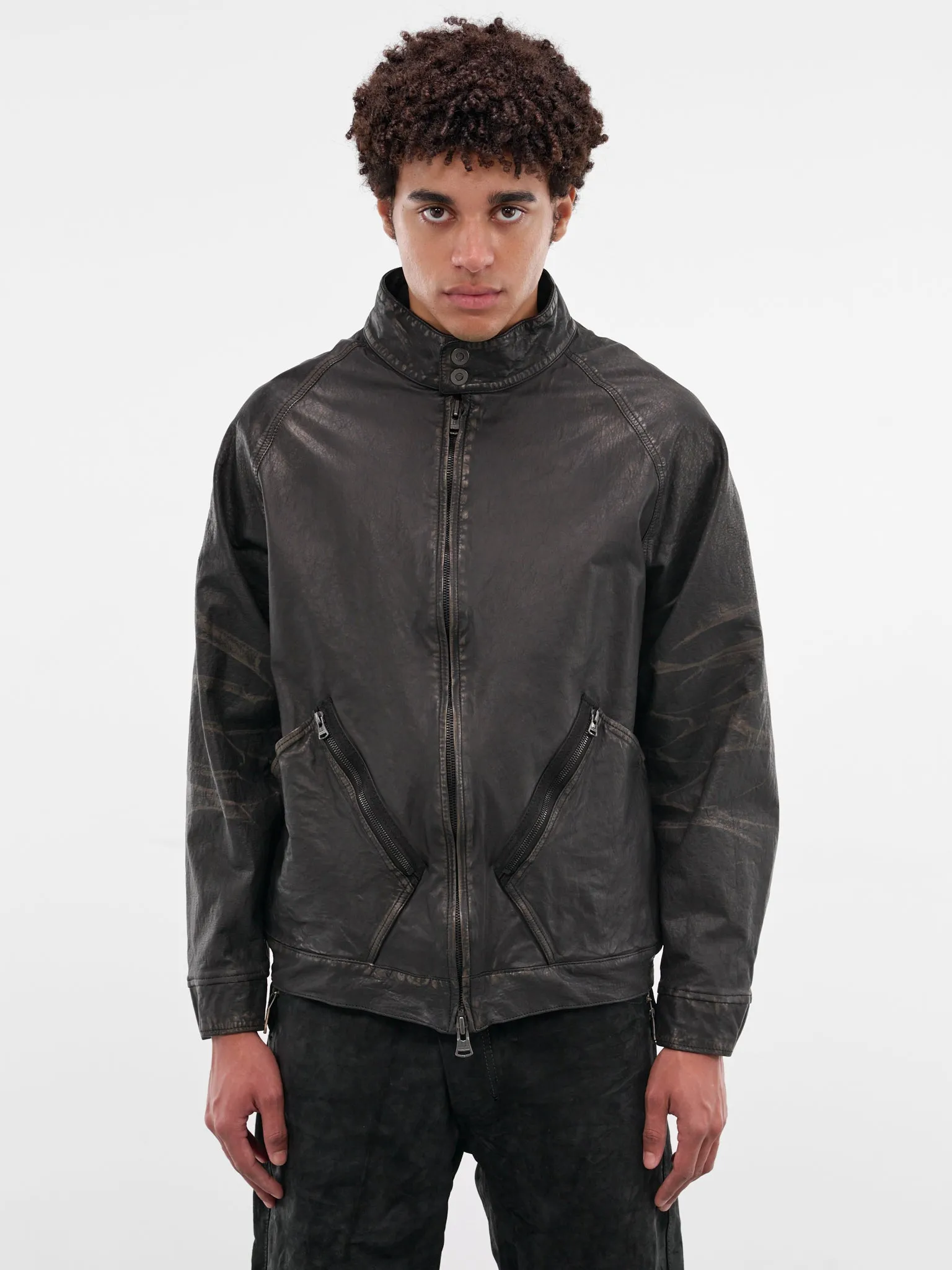 Black Steer Leather Oiled Jacket (2176-02-BLACK) sold by lorenzo
