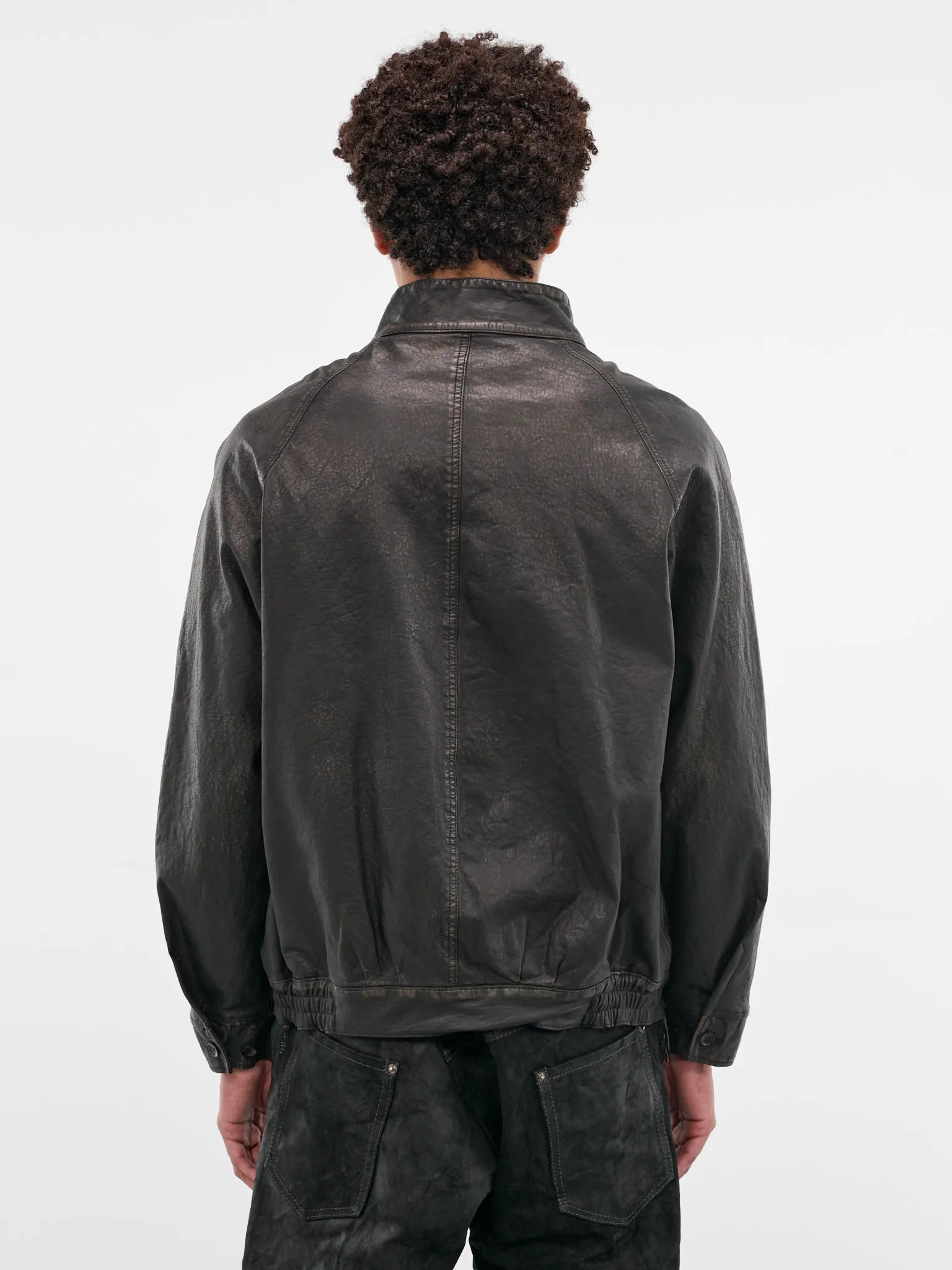 Black Steer Leather Oiled Jacket (2176-02-BLACK) sold by lorenzo product image thumbnail 3