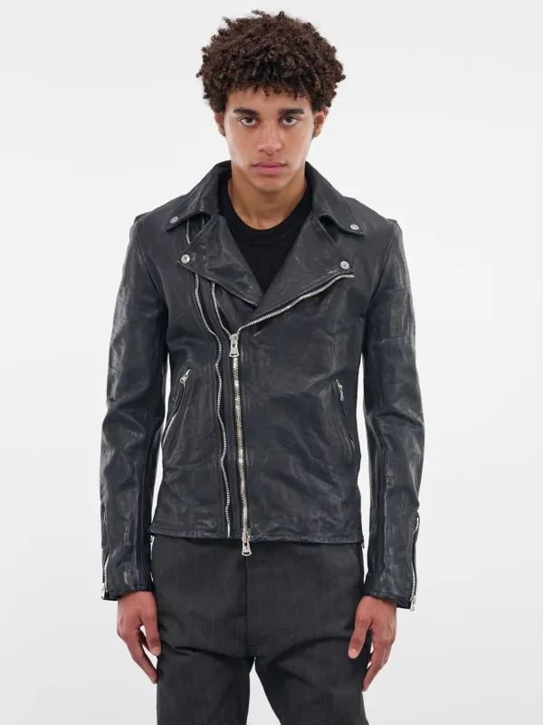 Blue Calf Leather Biker Jacket (2123-02-BLUE) sold by lorenzo