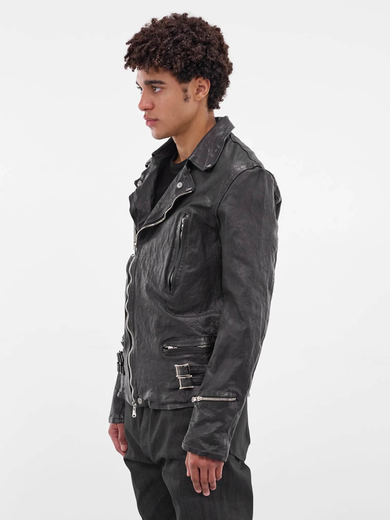 Blue Calf Leather Biker Jacket (1927-01-BLUE-BLACK) sold by lorenzo product image thumbnail 2