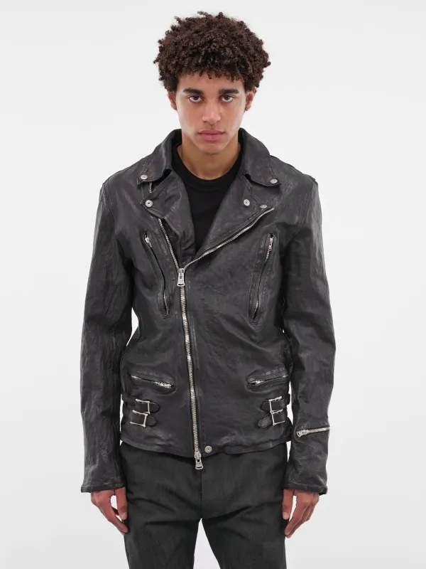 Blue Calf Leather Biker Jacket (1927-01-BLUE-BLACK) sold by lorenzo