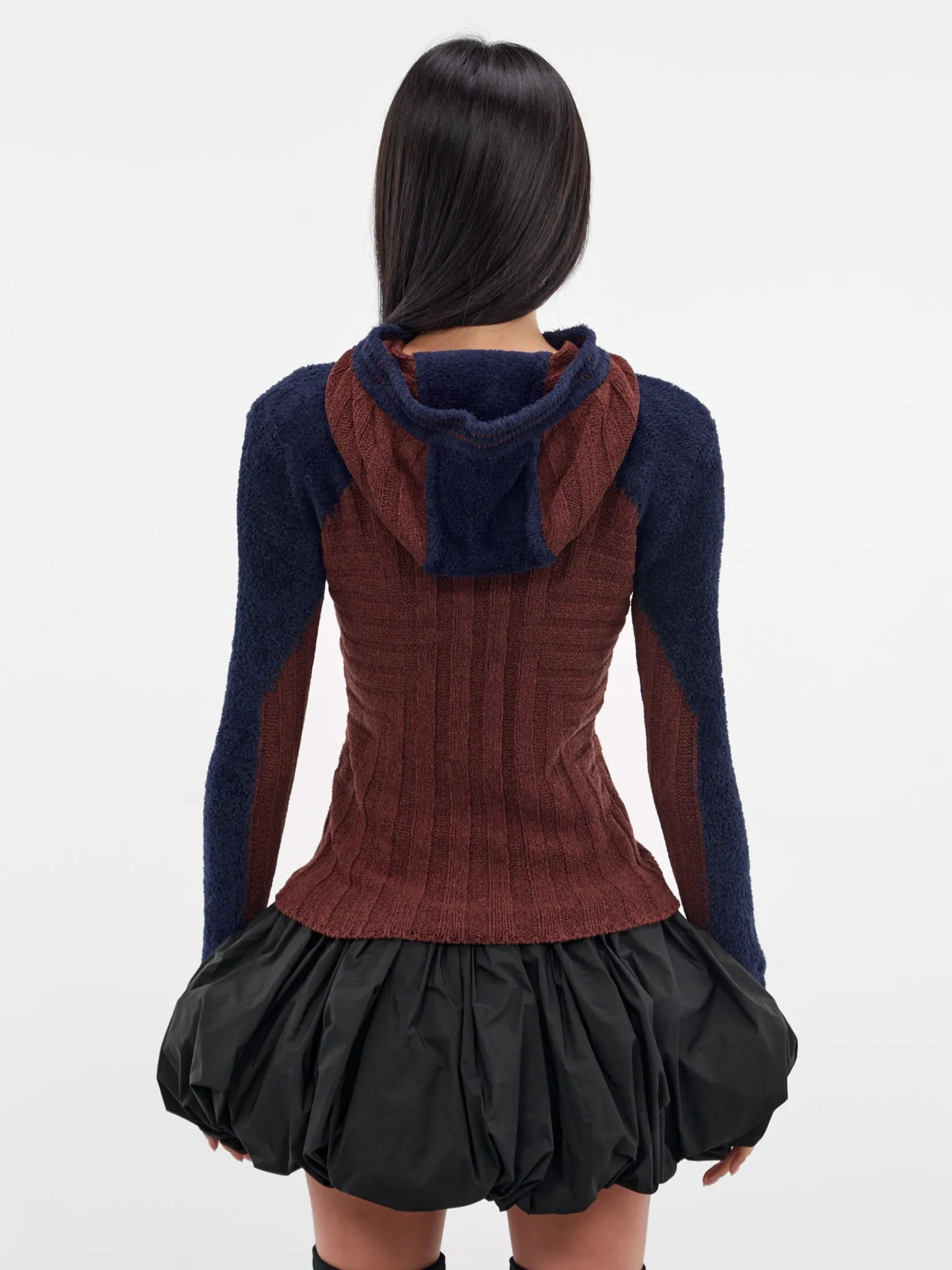 Quimby Two-Tone Silk Knit Jacket (KN13-135-MAHOGANY-BROWN) sold by lorenzo product image thumbnail 3