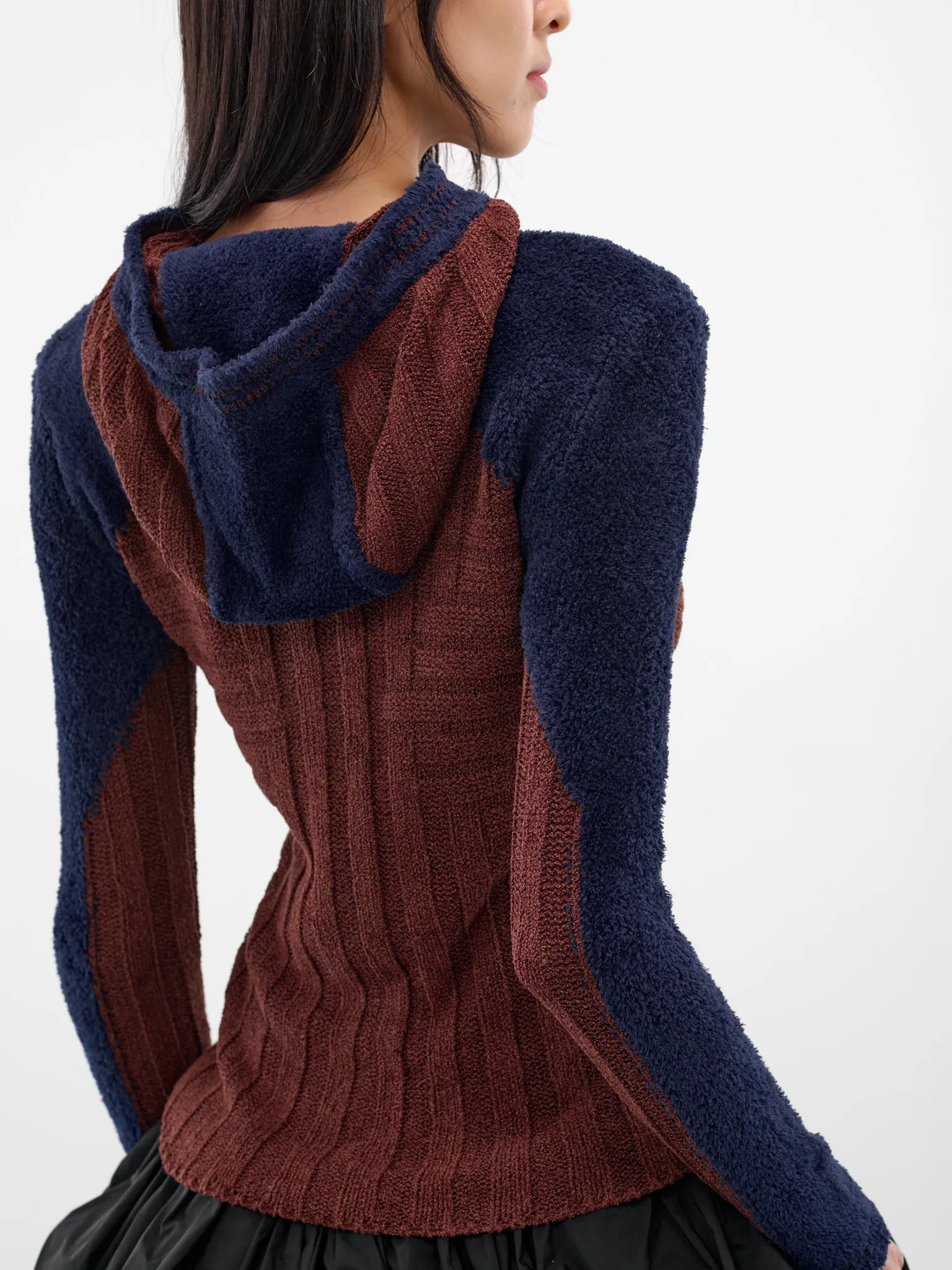 Quimby Two-Tone Silk Knit Jacket (KN13-135-MAHOGANY-BROWN) sold by lorenzo product image thumbnail 5