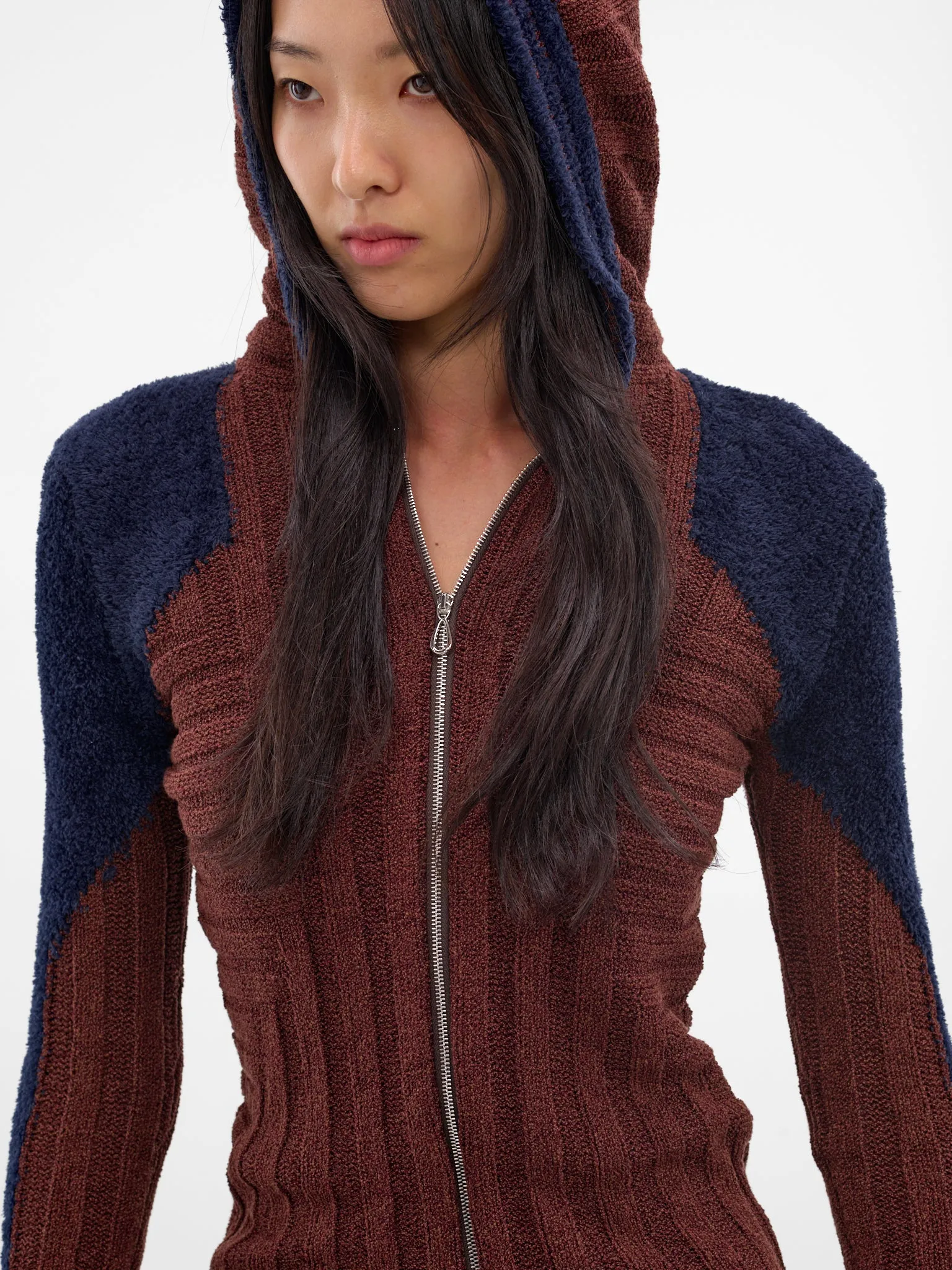 Quimby Two-Tone Silk Knit Jacket (KN13-135-MAHOGANY-BROWN) sold by lorenzo product image thumbnail 4