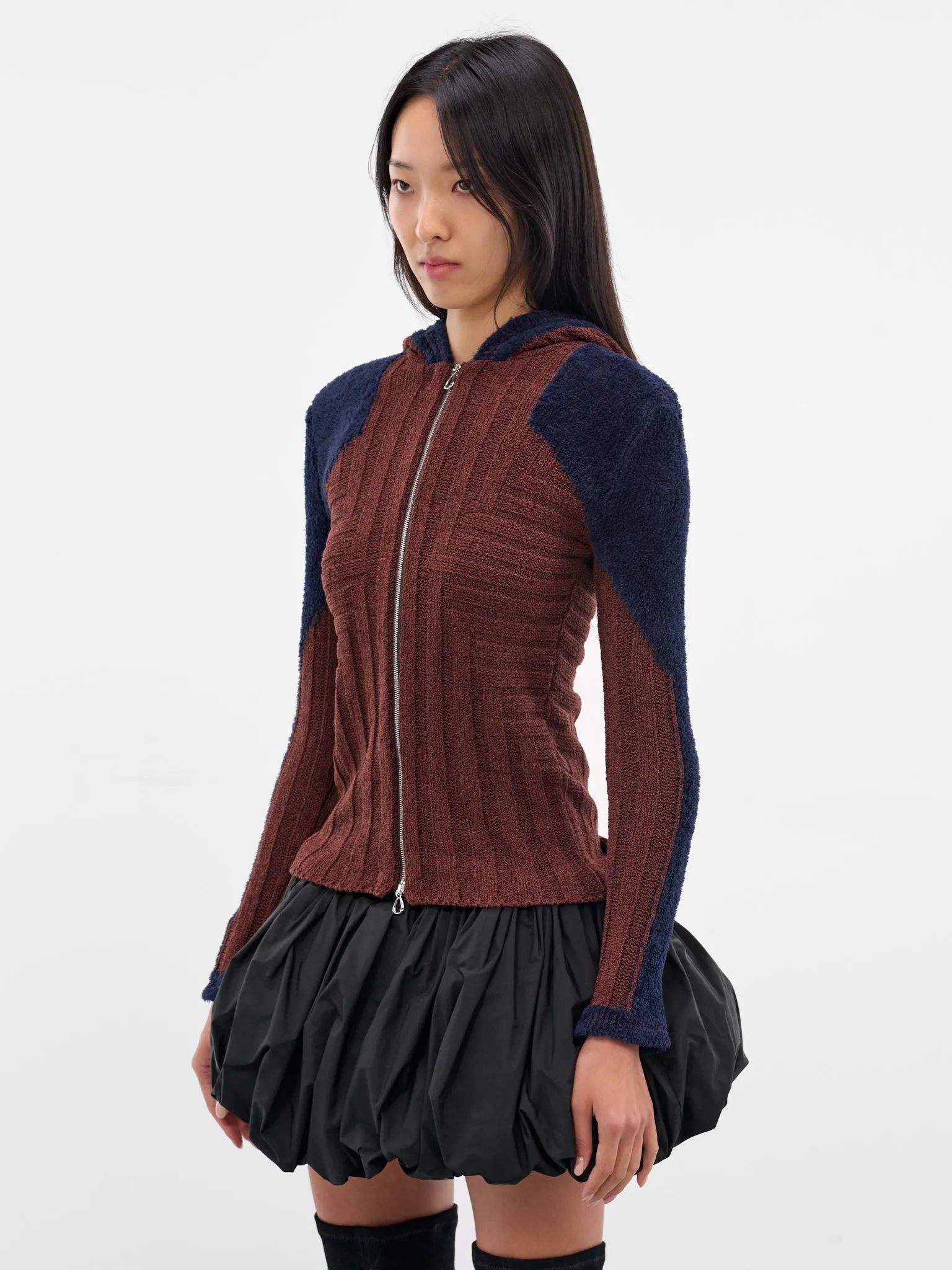 Quimby Two-Tone Silk Knit Jacket (KN13-135-MAHOGANY-BROWN) sold by lorenzo product image thumbnail 2