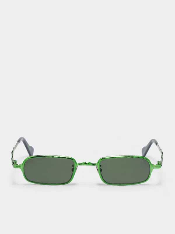 Z18 Green Rectangular Metal Sunglasses (KRSZ18HB000000FE-GREEN) sold by lorenzo