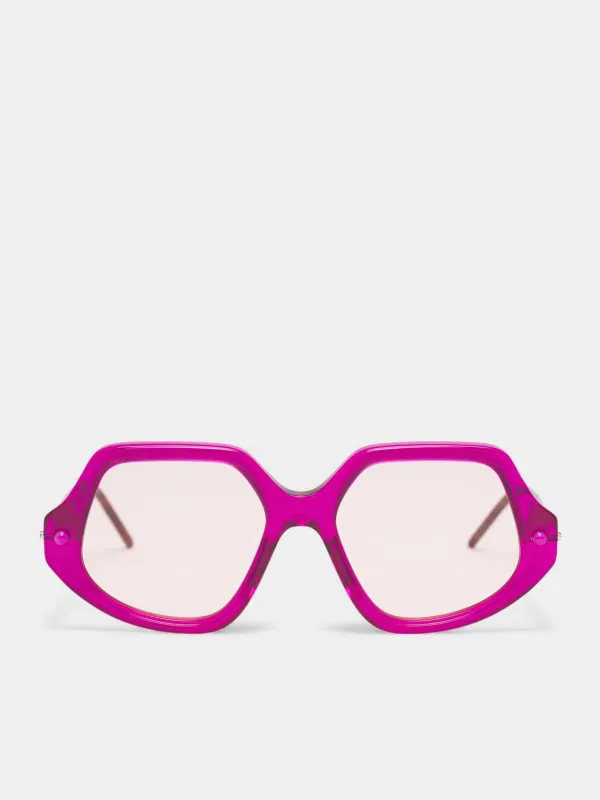 Red Translucent Oversized Geometric Sunglasses (KRSP20CY0000002P-PINK) sold by lorenzo