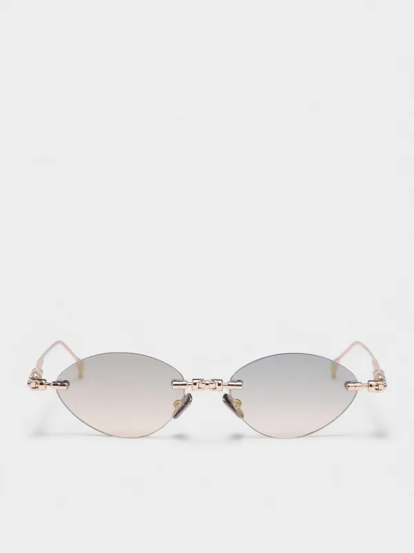 Metal Oval Rimless Gradient Sunglasses (KRSH65PG0000004K-GREEN) sold by lorenzo