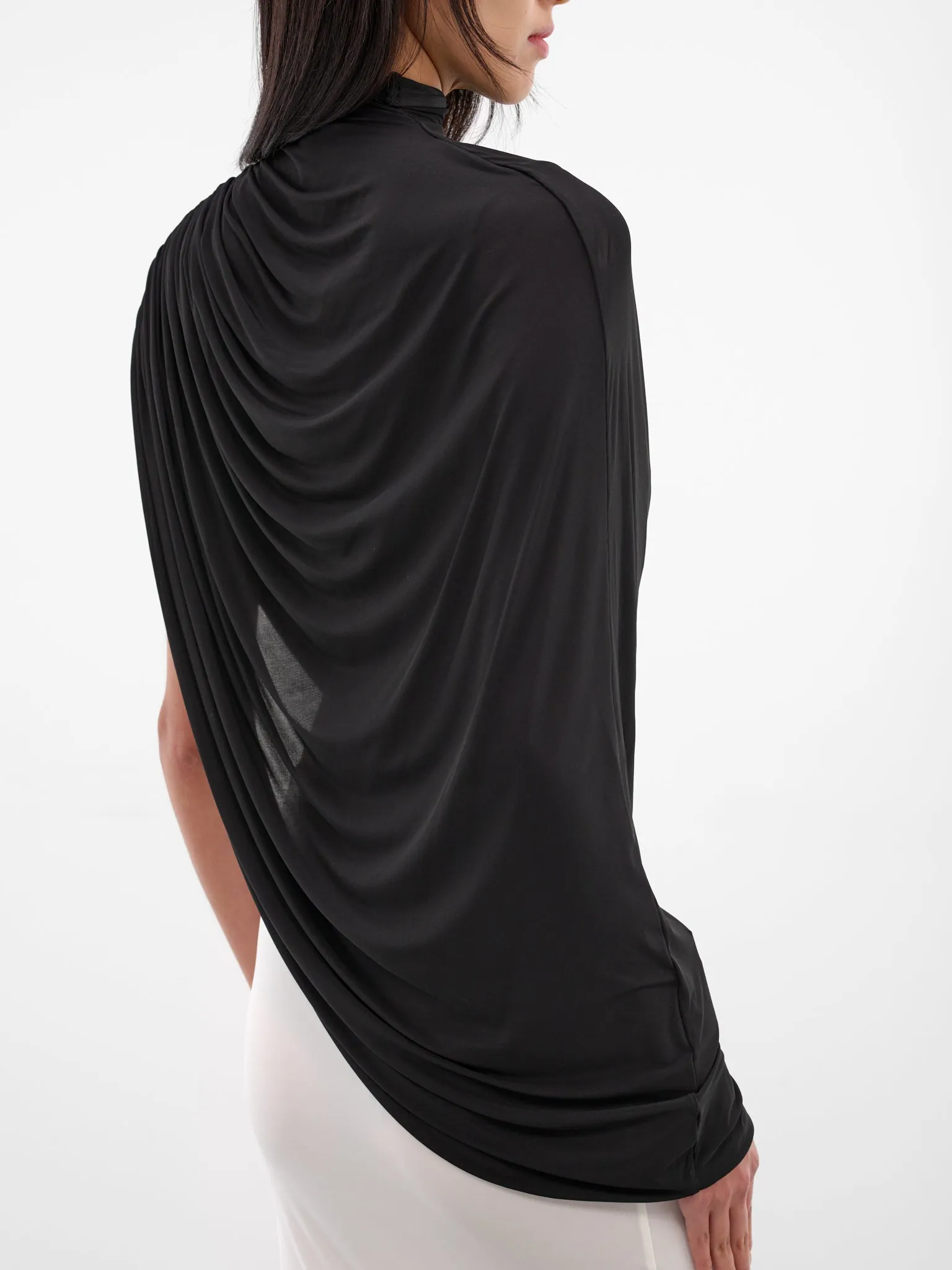 Black Bat Wing Draped Top (240-T07-BLACK) sold by lorenzo product image thumbnail 4