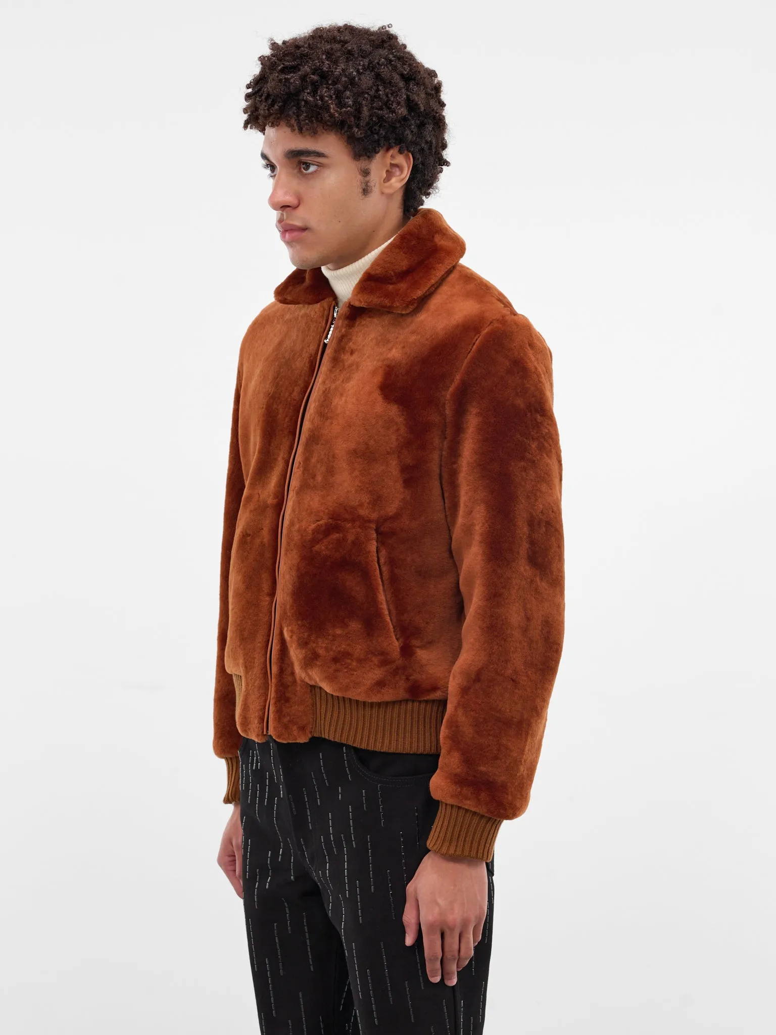 Rust Shearling Leather Zip Jacket (JA14S-SHEARLING-JACKET-RUST) sold by lorenzo product image thumbnail 2