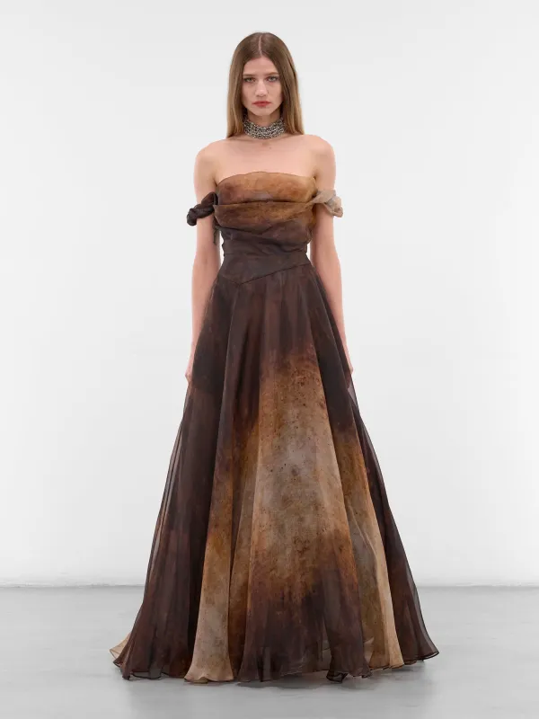 Brown Silk Gradient Maxi Gown (110103A1-W019H-D305-BROWN) made by Vivienne Westwood