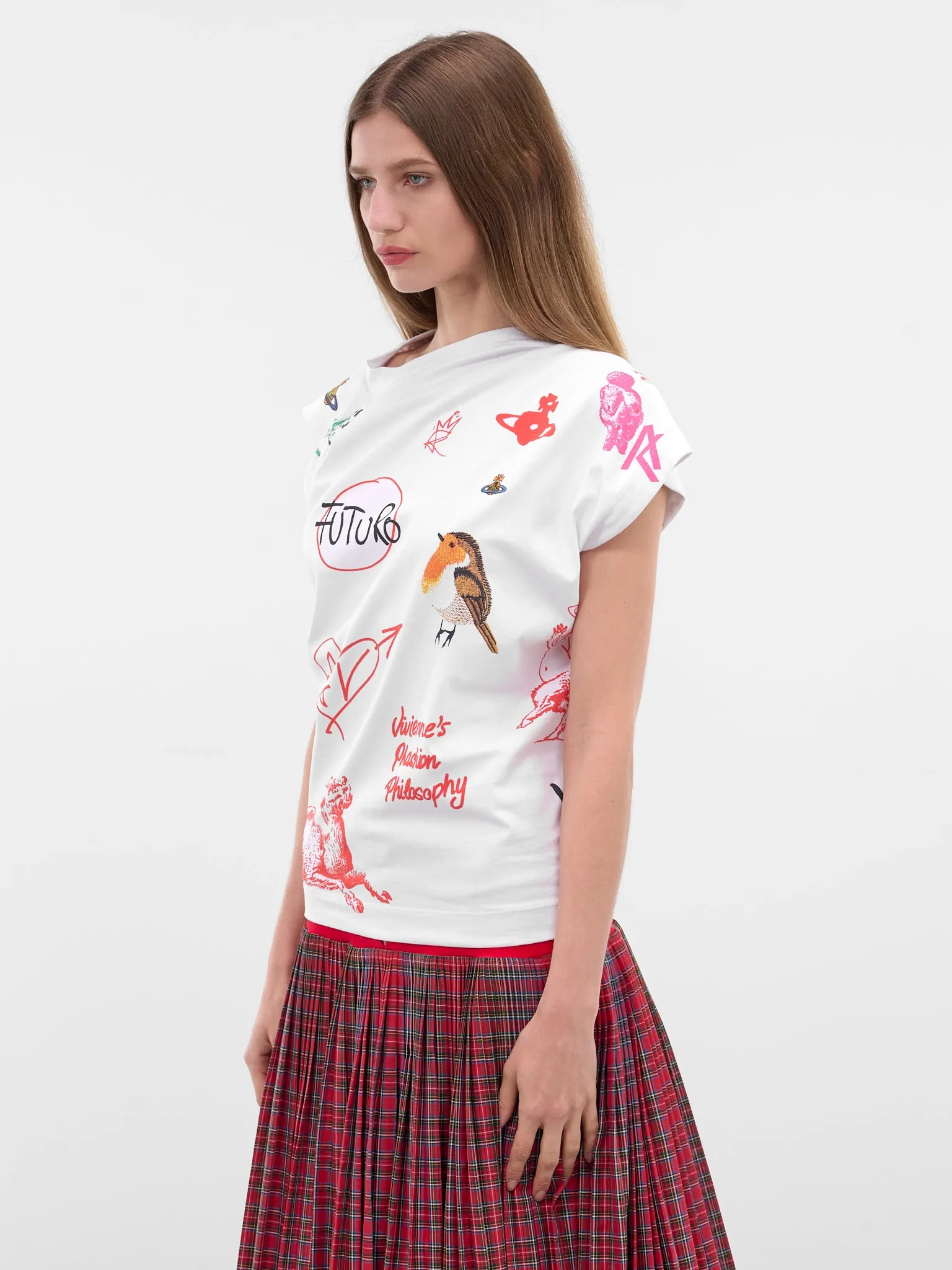 White Patches Graphic Asymmetric Tee (1G010014-J006F-A302-LOGOS) sold by lorenzo product image thumbnail 2