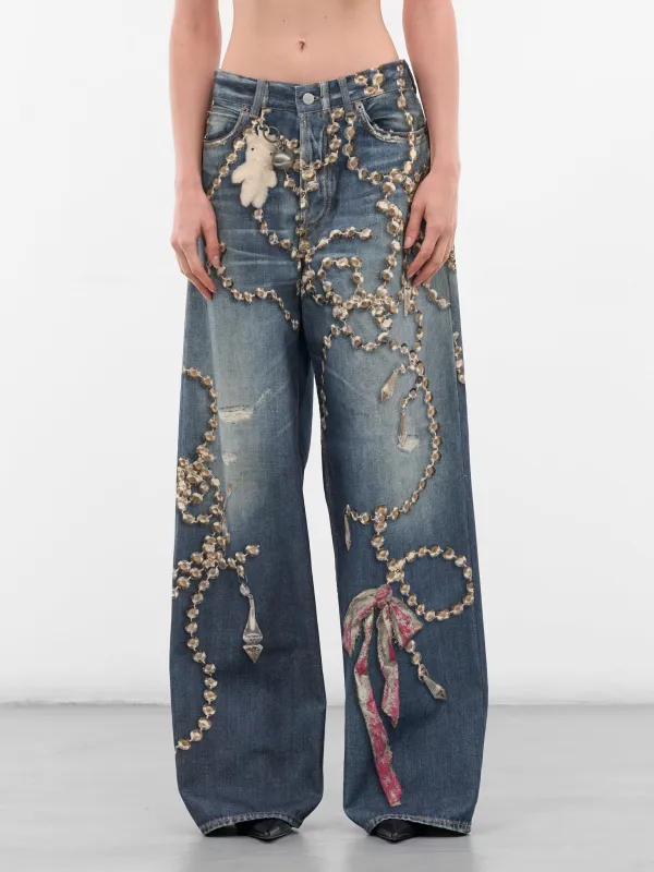 1981 Trompe L'oeil Denim Jeans (FN-UX-TROU000052-MID-BLUE) sold by lorenzo