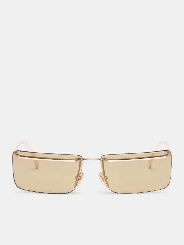 Gold Metal Rectangular Sunglasses (0PR-C53S-5AK70G60-GOLD-GREEN) sold by lorenzo