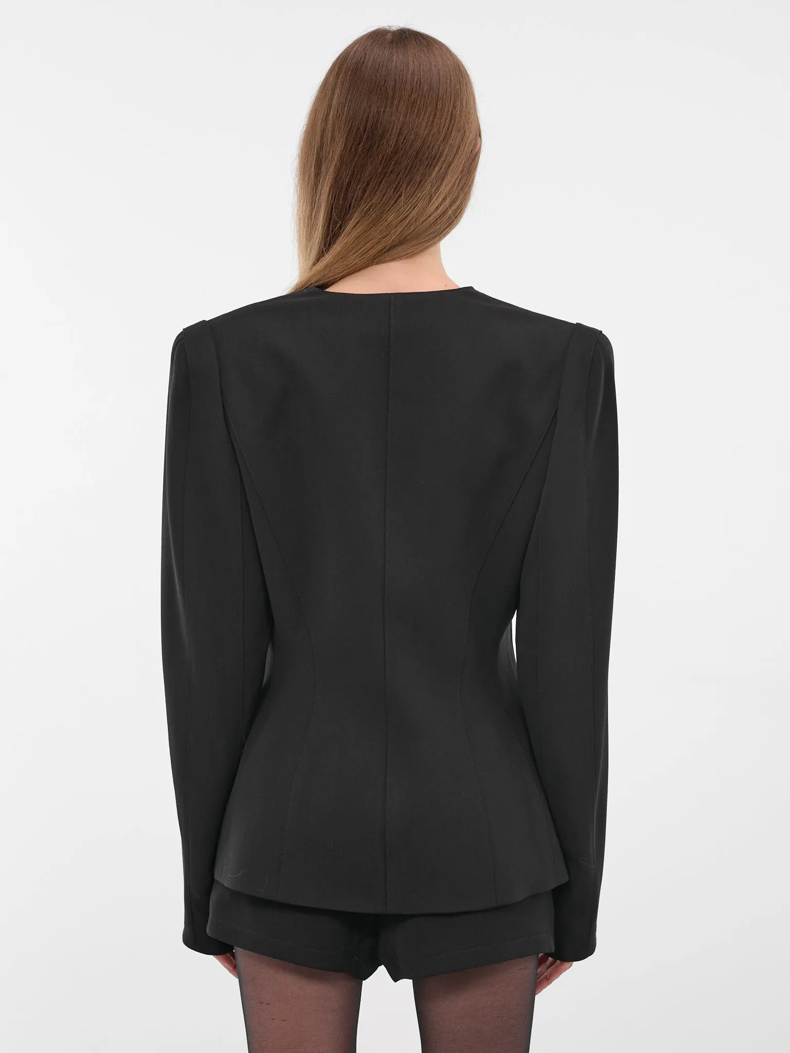 Black Re/edit Wool Lapelless Blazer (COM1VE0475196-BLACK) sold by lorenzo product image thumbnail 3