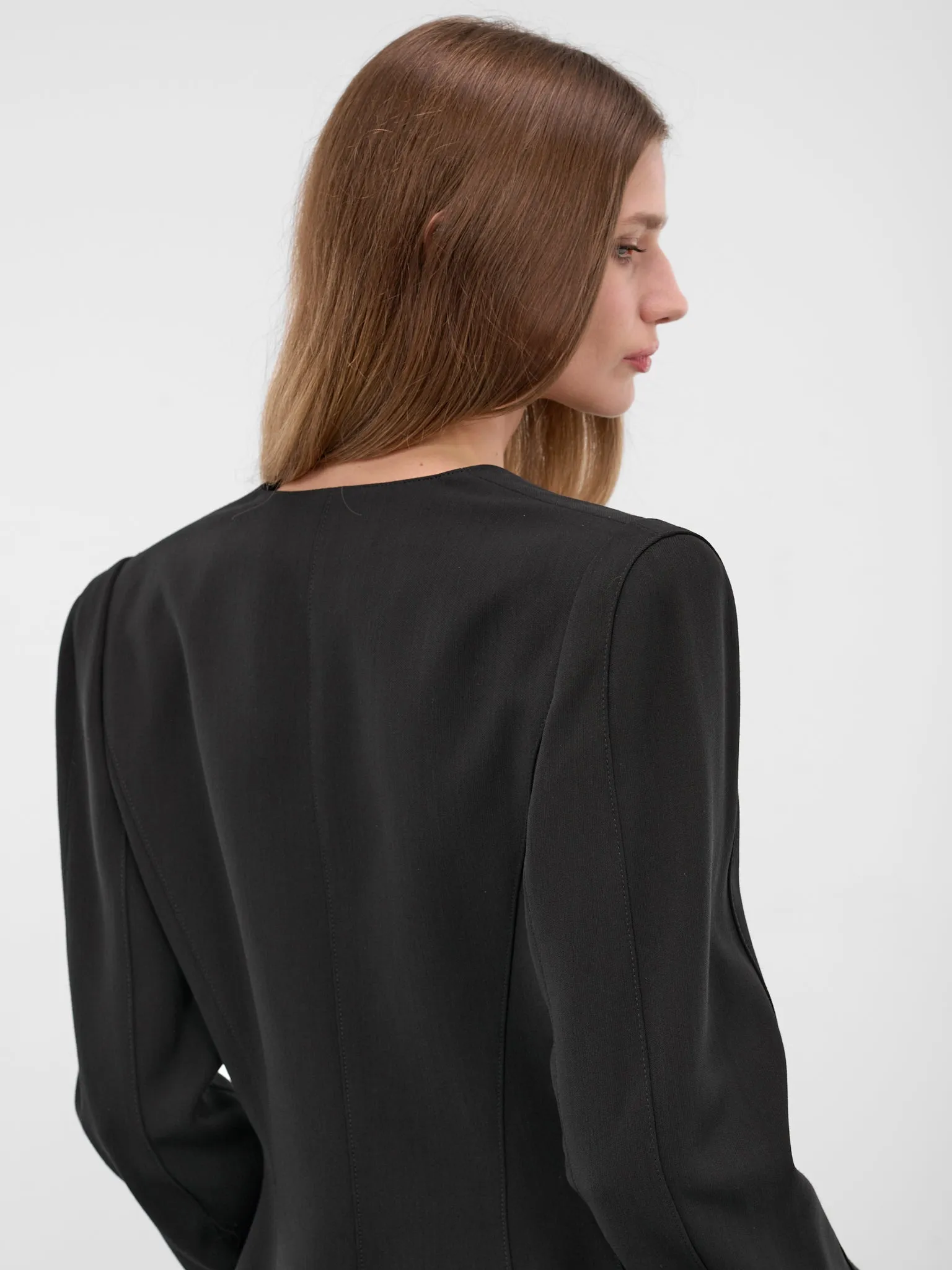 Black Re/edit Wool Lapelless Blazer (COM1VE0475196-BLACK) sold by lorenzo product image thumbnail 4