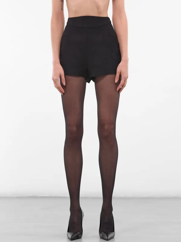 Black Re/edit Wool Mini Shorts (COM1PA0527196-BLACK) made by Mugler