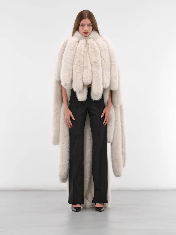 Gray Fur Fringed Cape Coat (CO035-GREY) sold by lorenzo