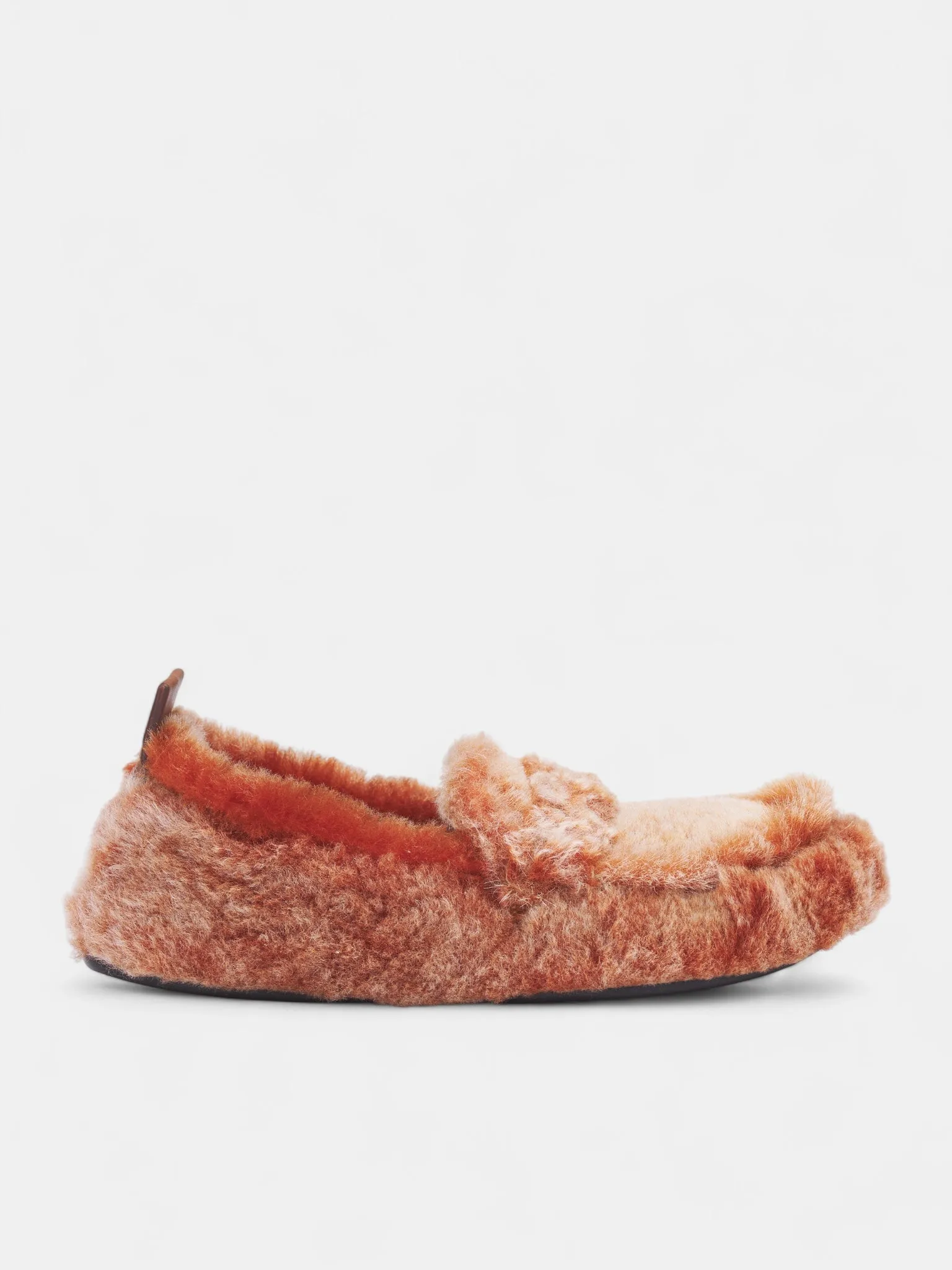 Orange Shearling Moccasin Loafers (FN-WN-SHOE001114-ORANGE-MULTI) sold by lorenzo