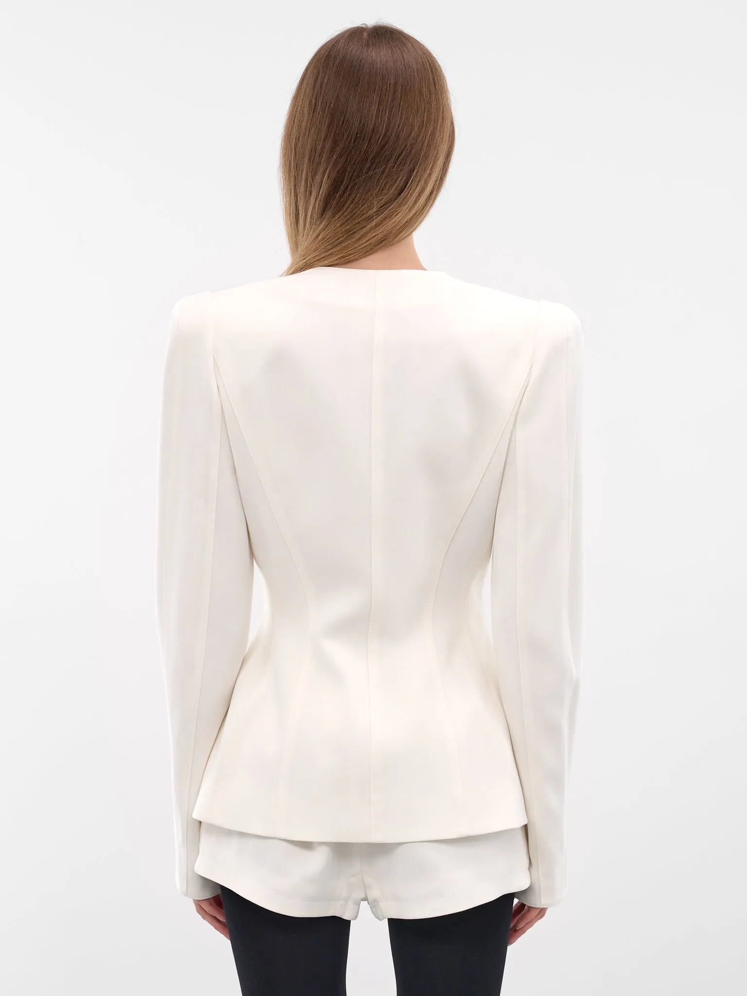 White Re/edit Wool Lapelless Blazer (COM1VE0475196-SNOW) sold by lorenzo product image thumbnail 3