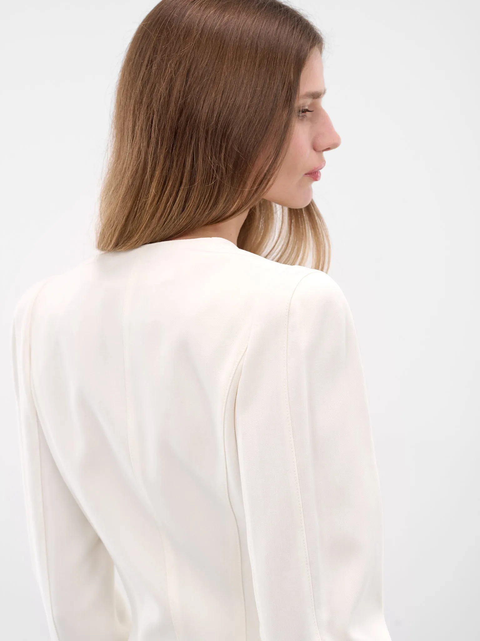 White Re/edit Wool Lapelless Blazer (COM1VE0475196-SNOW) sold by lorenzo product image thumbnail 5