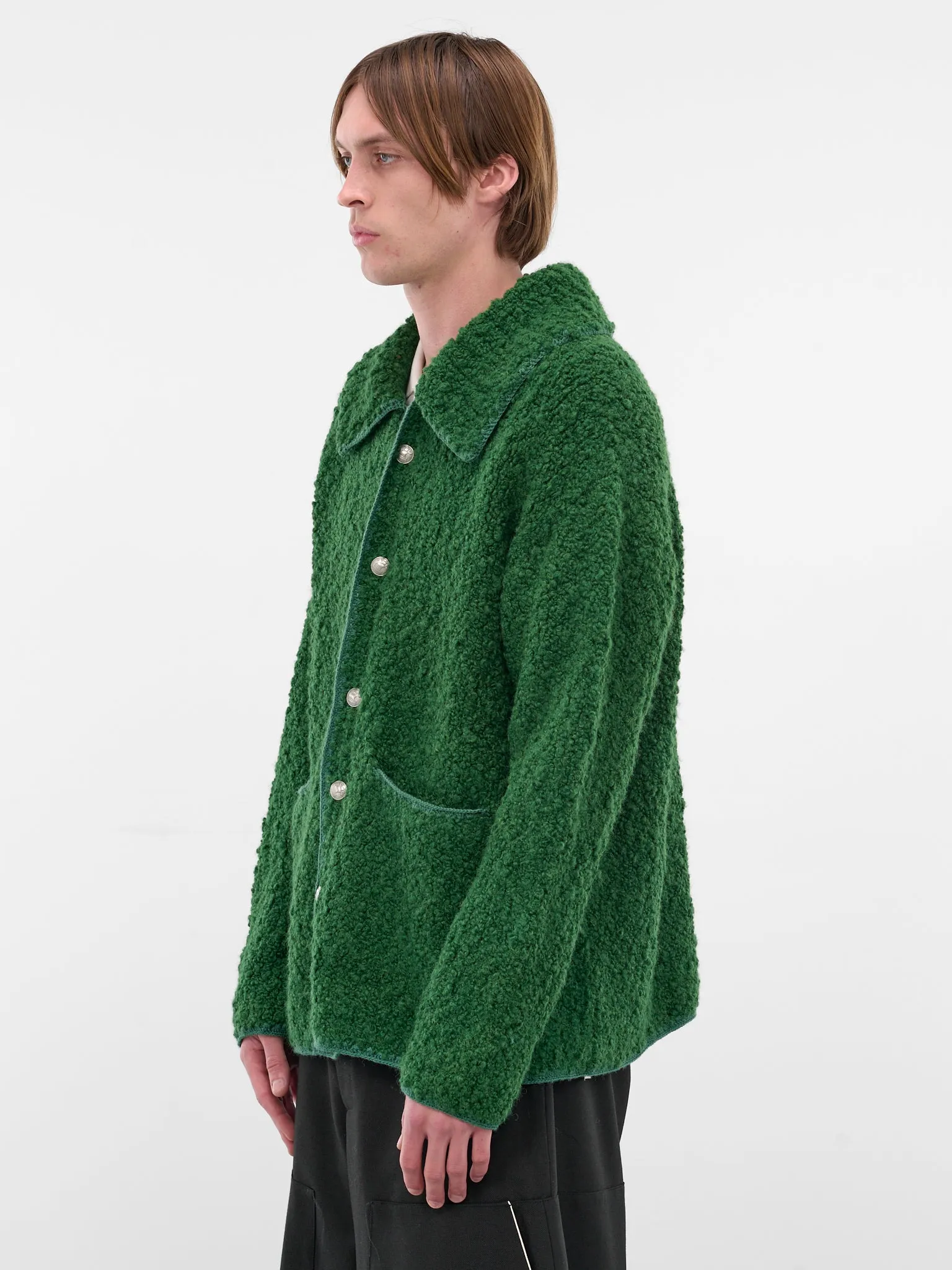 Green Alpaca-Wool Knit Cardigan (MRF25KT019-GREEN) sold by lorenzo product image thumbnail 2
