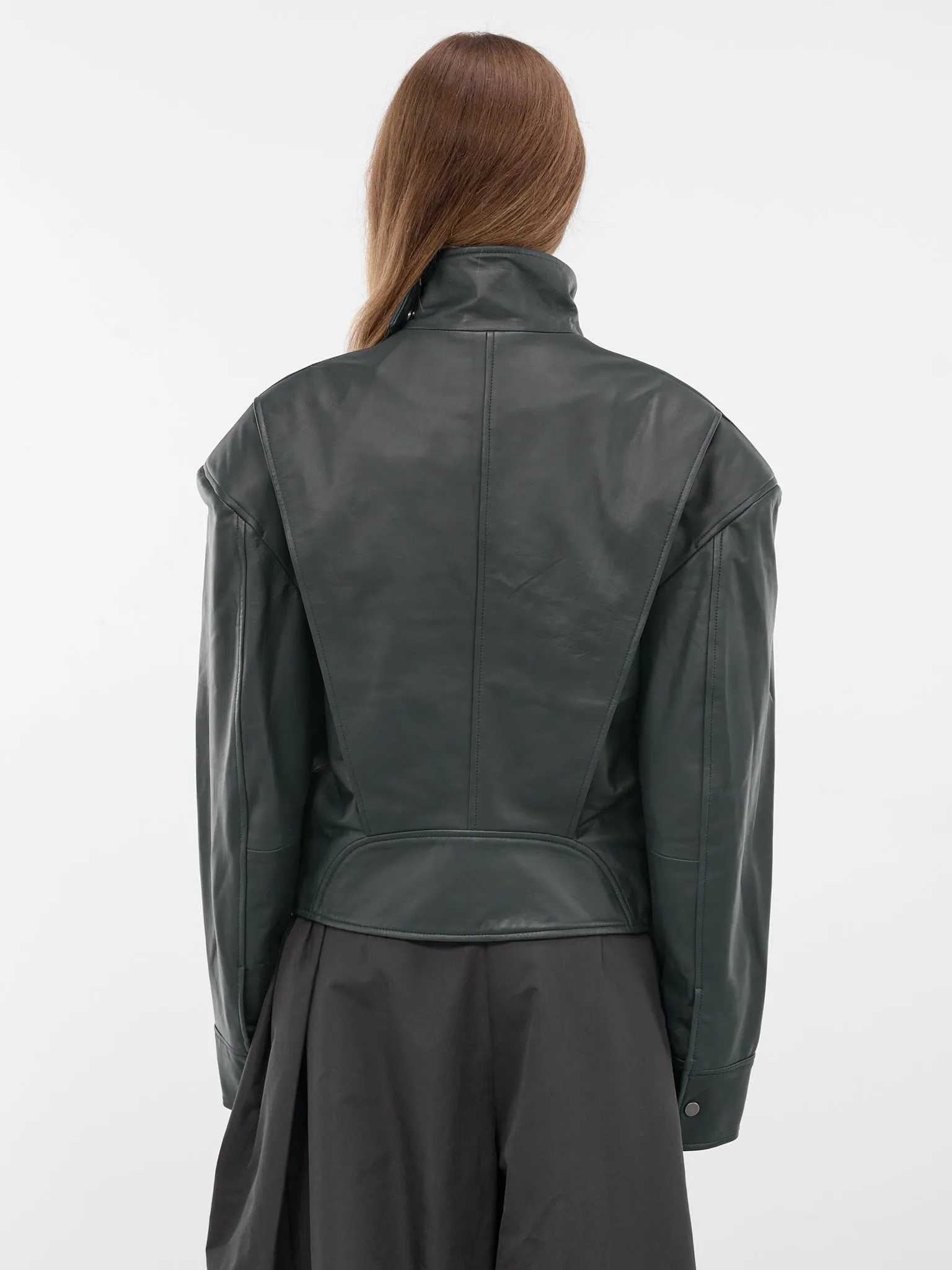 Licorice Lamb Leather Bomber Jacket (25046106-LIQUORICE) sold by lorenzo product image thumbnail 3