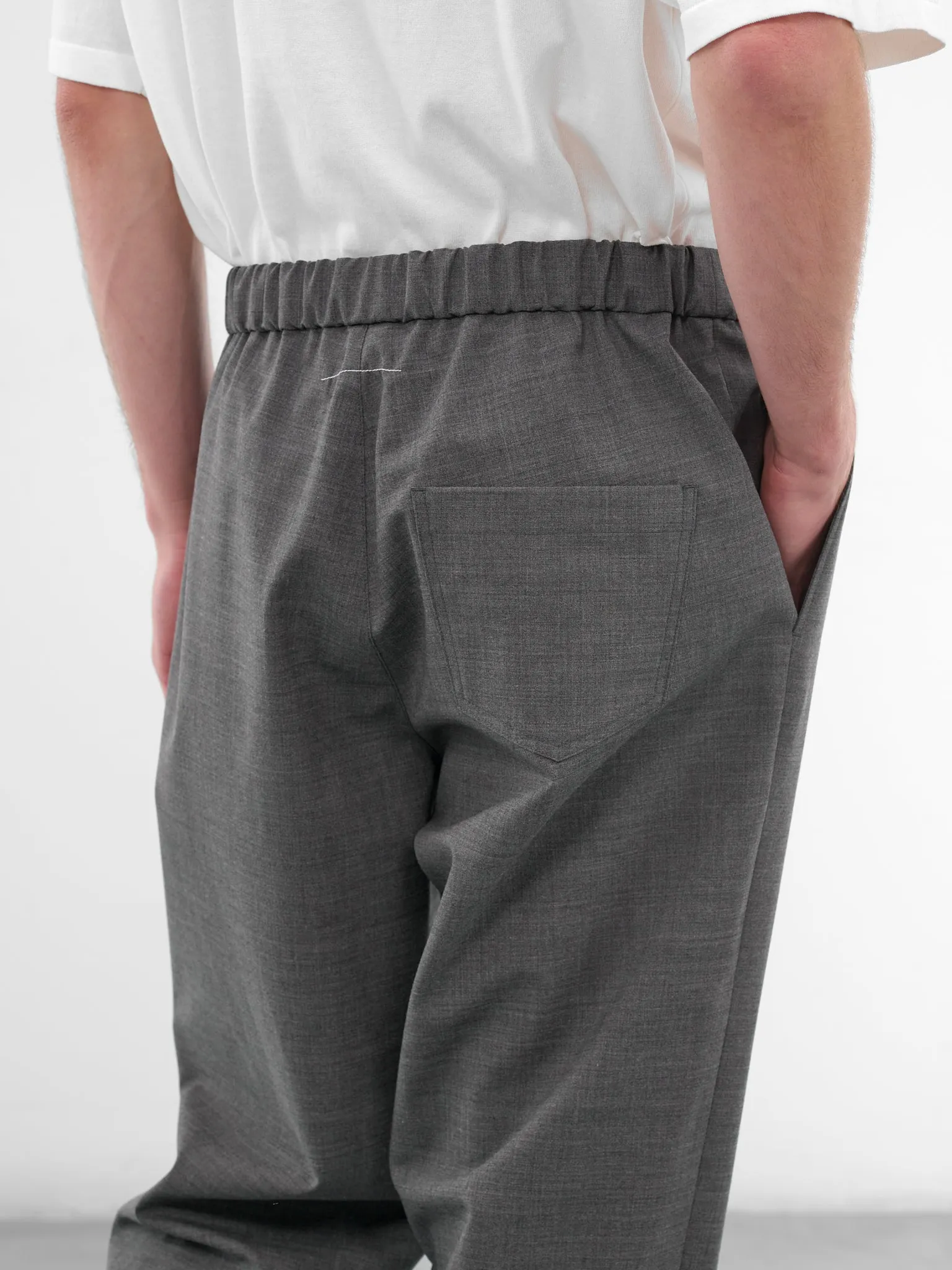 Gray Wool Elasticated Trousers (SH0KA0028-M35733-860M-GRAY) sold by lorenzo product image thumbnail 4