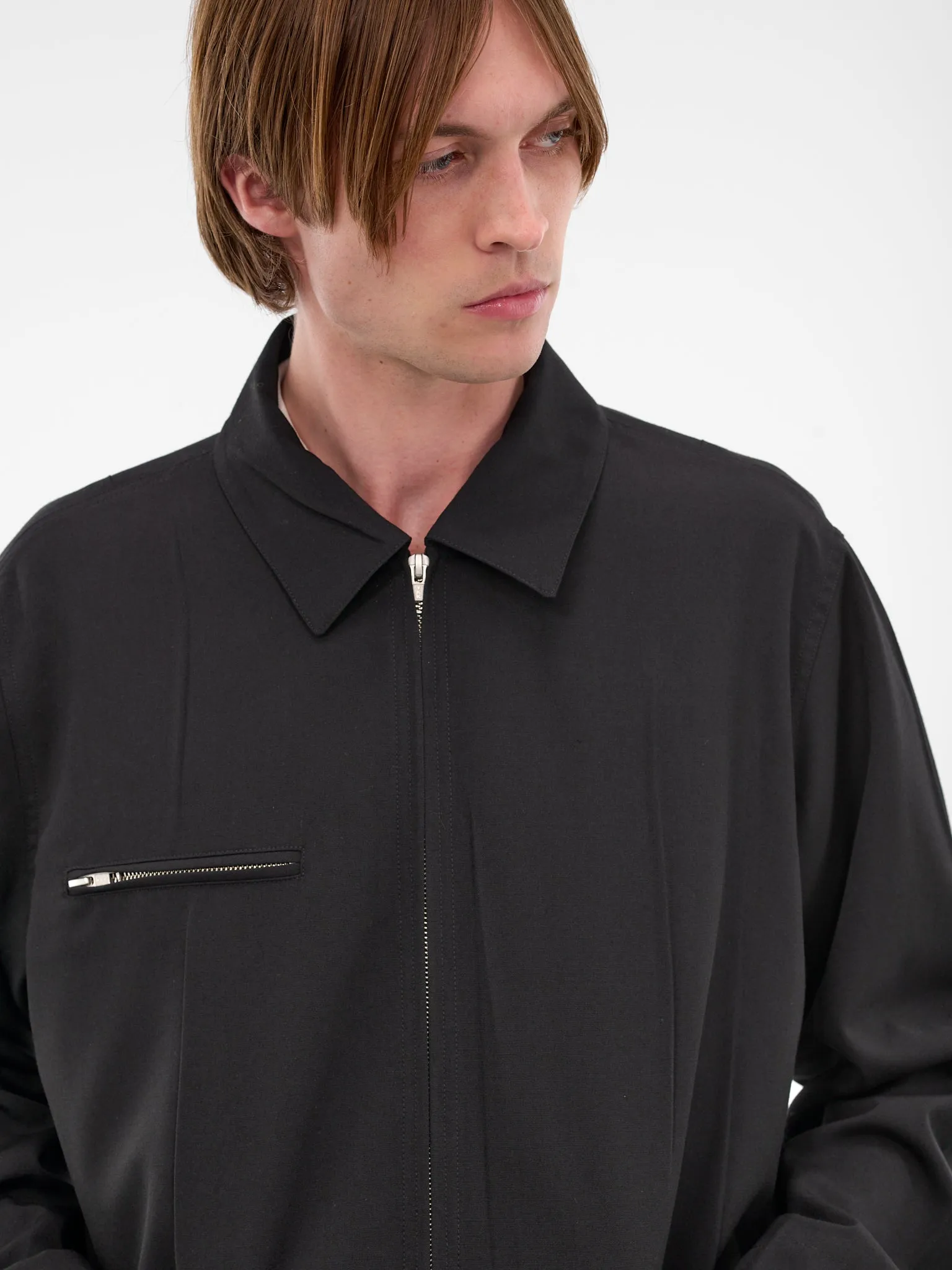 Black Wrinkle Pleats Work Jacket (SH0AM0069-M35436-900-BLACK) sold by lorenzo product image thumbnail 4