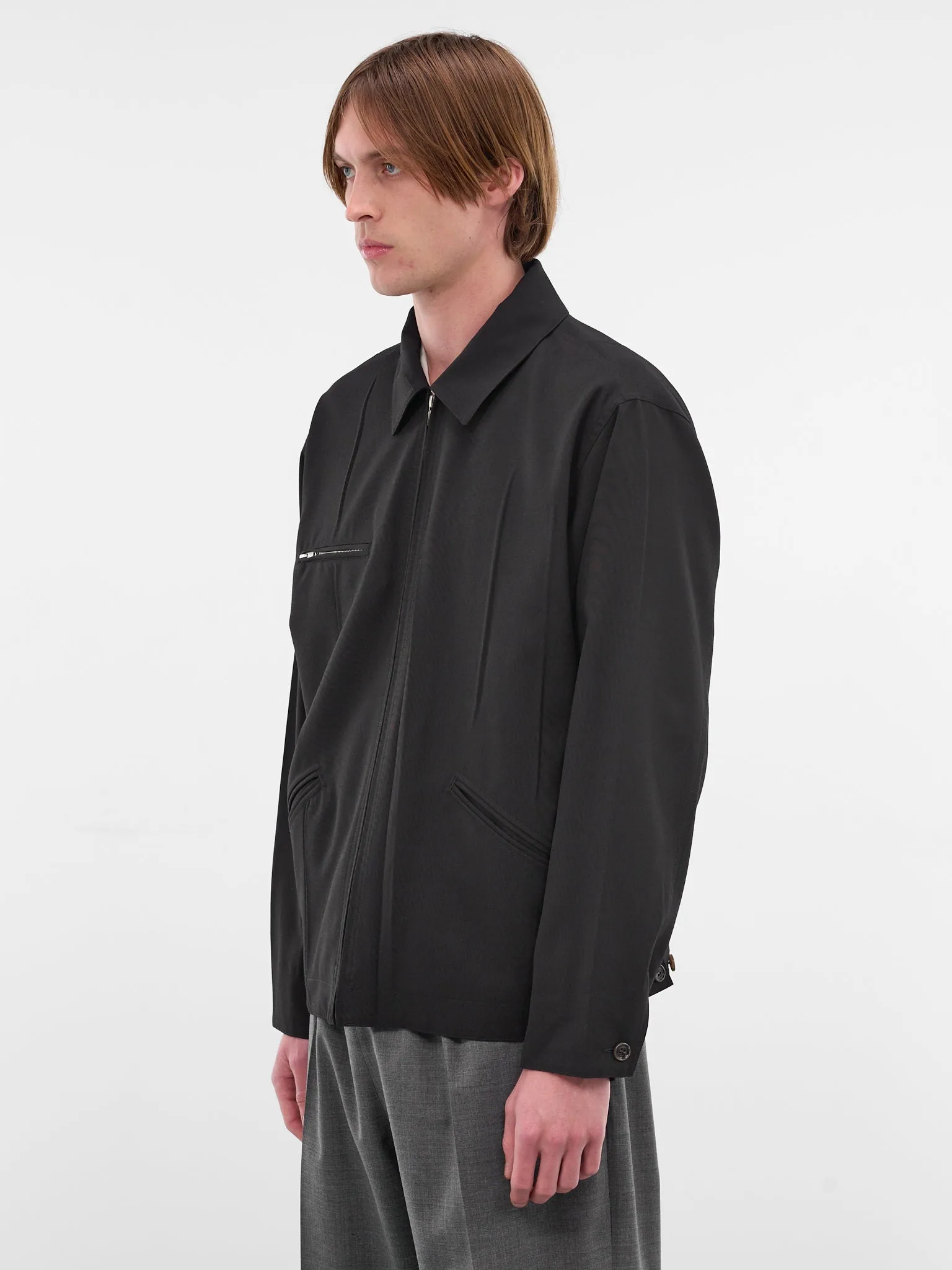 Black Wrinkle Pleats Work Jacket (SH0AM0069-M35436-900-BLACK) sold by lorenzo product image thumbnail 2