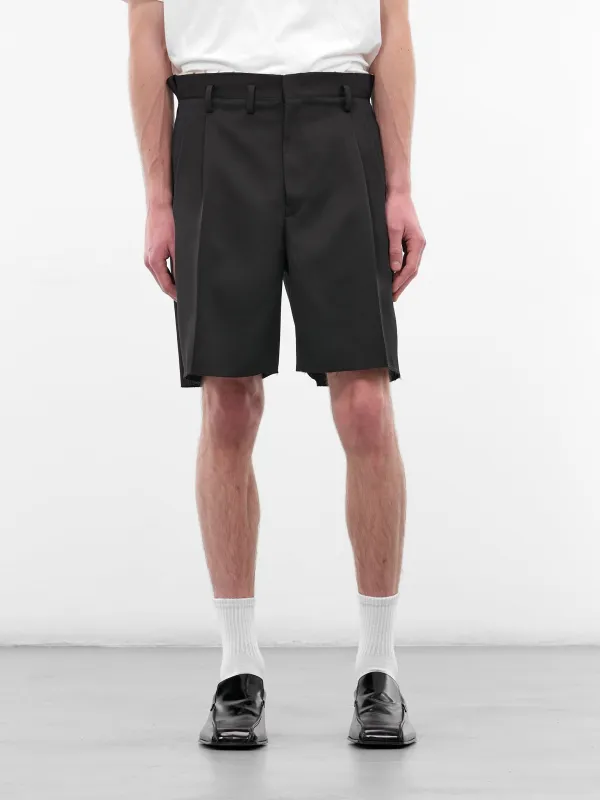Black Unfinished Hems Wool Shorts (S50MU0093-M35693-900-BLACK) made by Maison Margiela