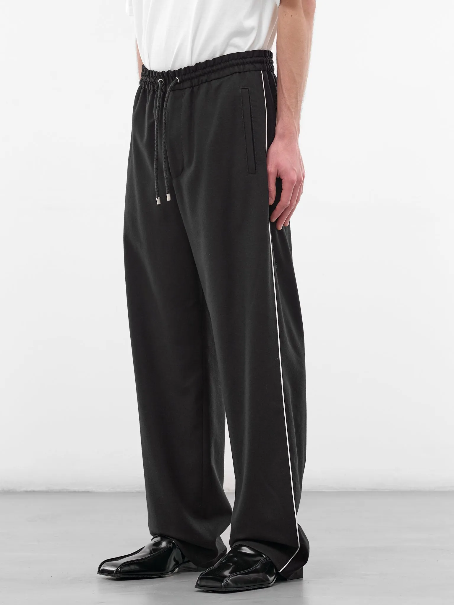 Navy Elasticated Wool Flannel Sweatpants (H526Y04X62-NAVY-BLUE) sold by lorenzo product image thumbnail 2