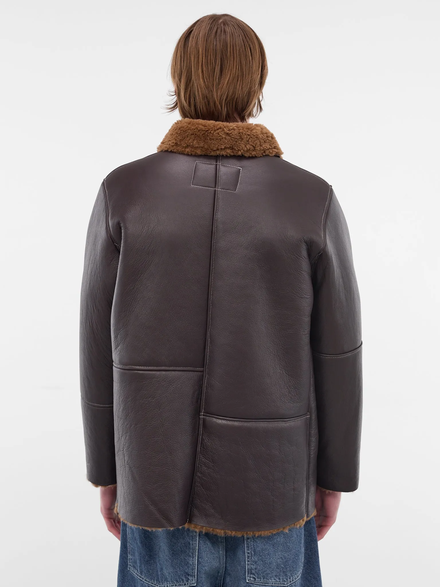 Brown Lamb Leather Shearling Jacket (CF-20-10-06-01-BROWN) sold by lorenzo product image thumbnail 3
