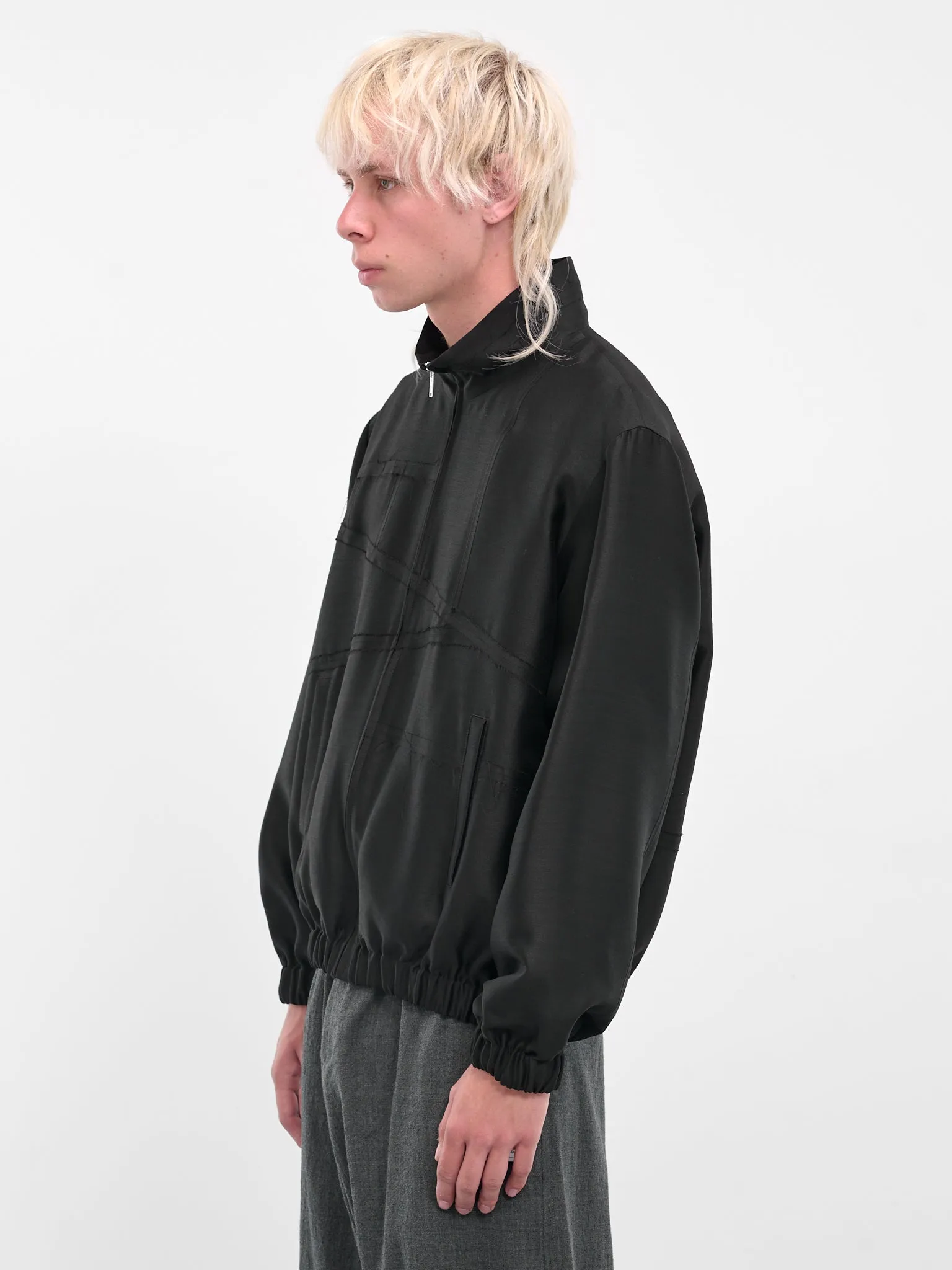 Black Deconstructed Zip Bomber Blouson (UC2E4215-BLACK) sold by lorenzo product image thumbnail 2