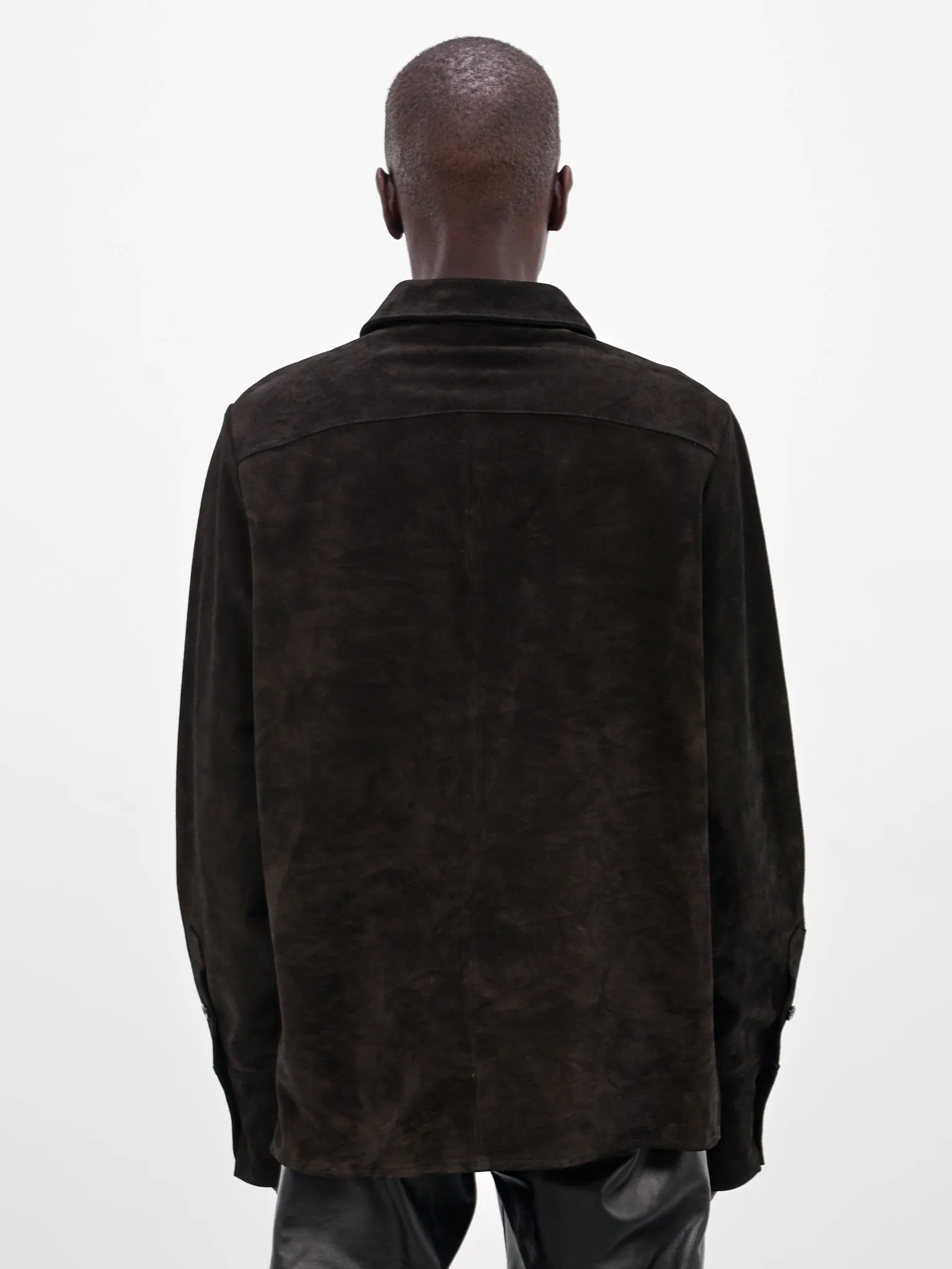 Black Suede Lace-Up Shirt (SH010-U-SPLIT-BLACK) sold by lorenzo product image thumbnail 3