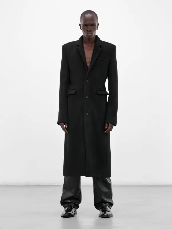 Black Wool Tailored Overcoat (CT015-M-WV0006-BLACK) sold by lorenzo