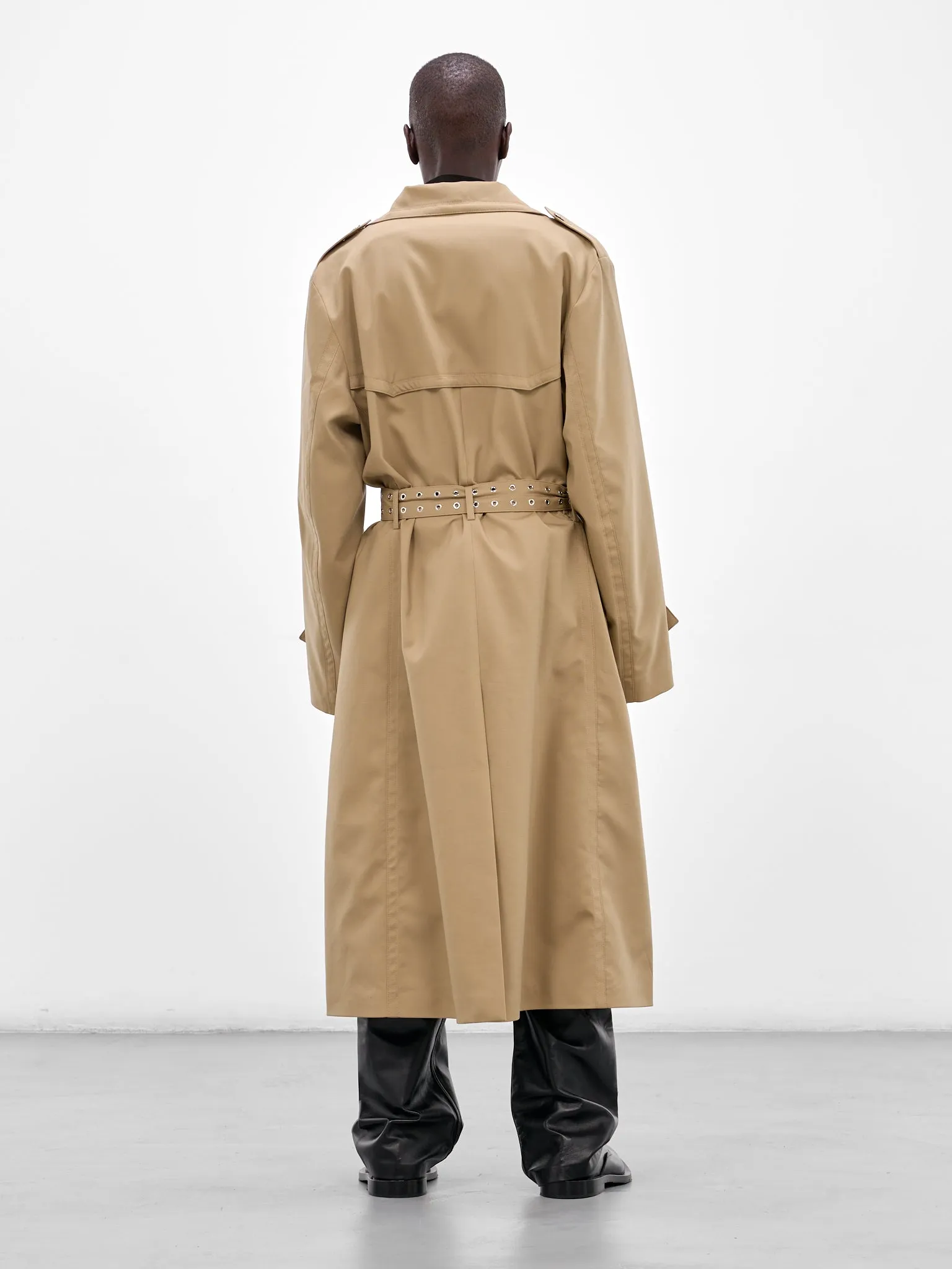 Beige Wool Trench Coat (CT006-U-WO0007-GREEN) sold by lorenzo product image thumbnail 3