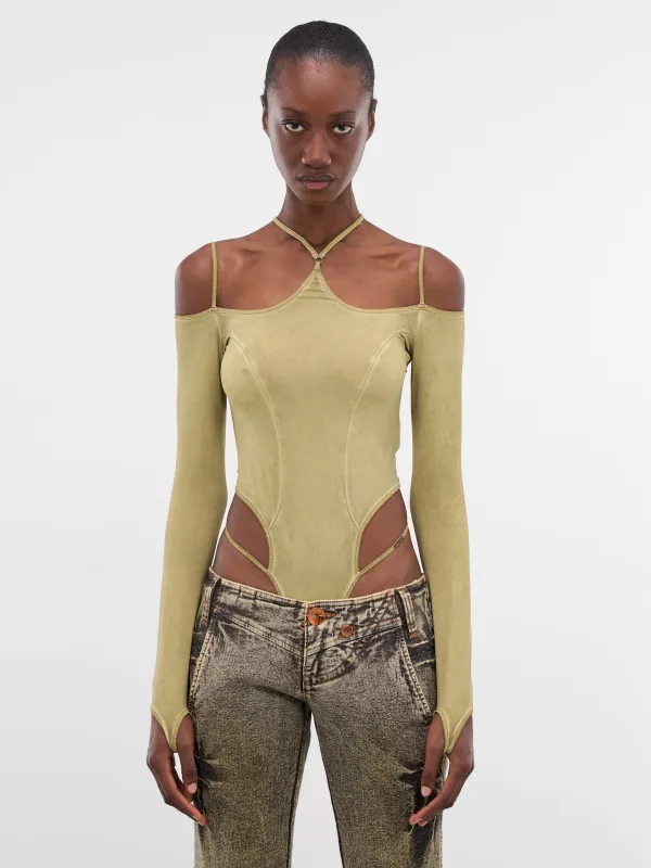 Miss Sixty x KNWLS Jersey Bodysuit (6M1SJ93200-MUSTARD-GREEN) sold by lorenzo