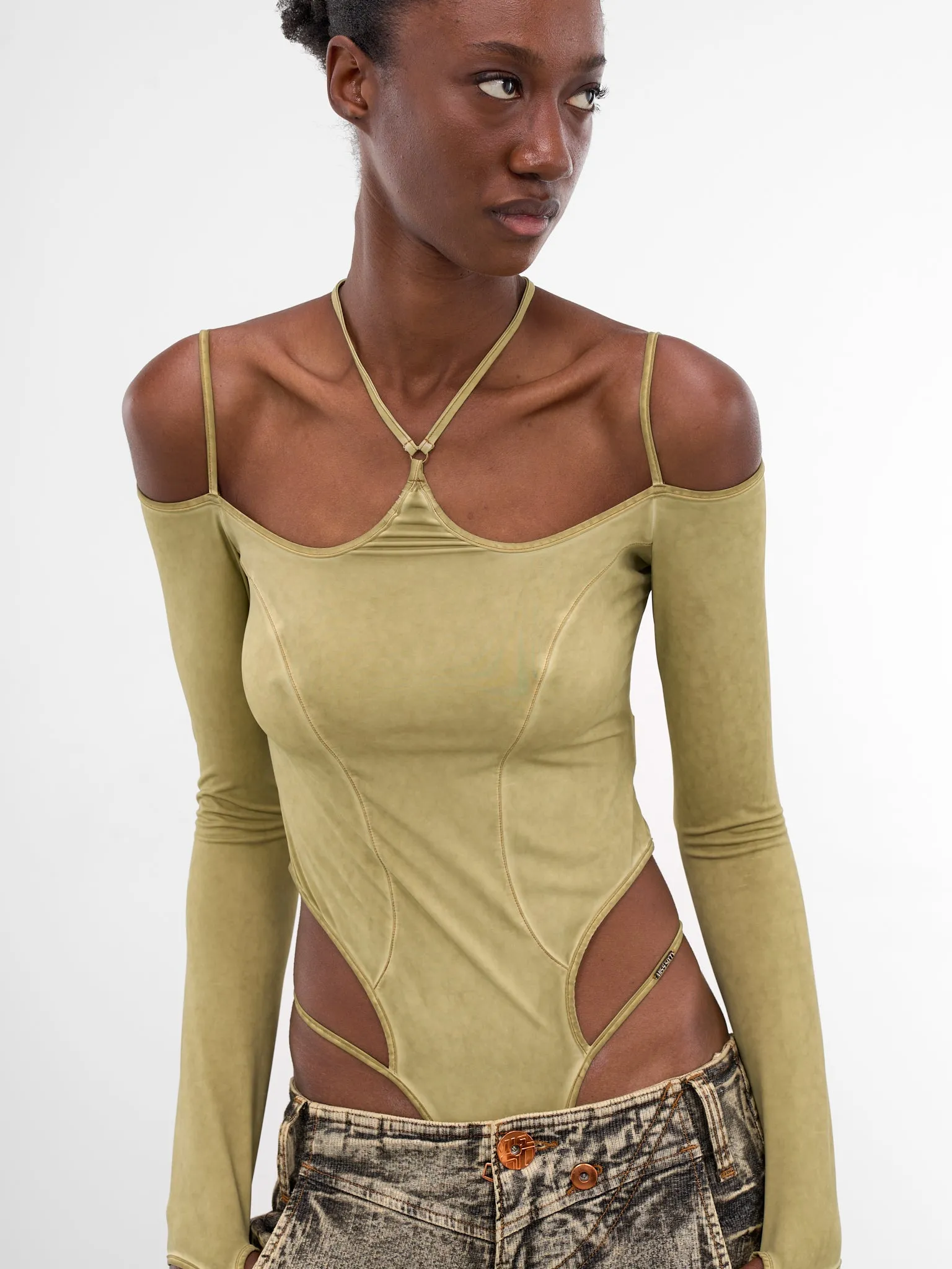 Miss Sixty x KNWLS Jersey Bodysuit (6M1SJ93200-MUSTARD-GREEN) sold by lorenzo product image thumbnail 4