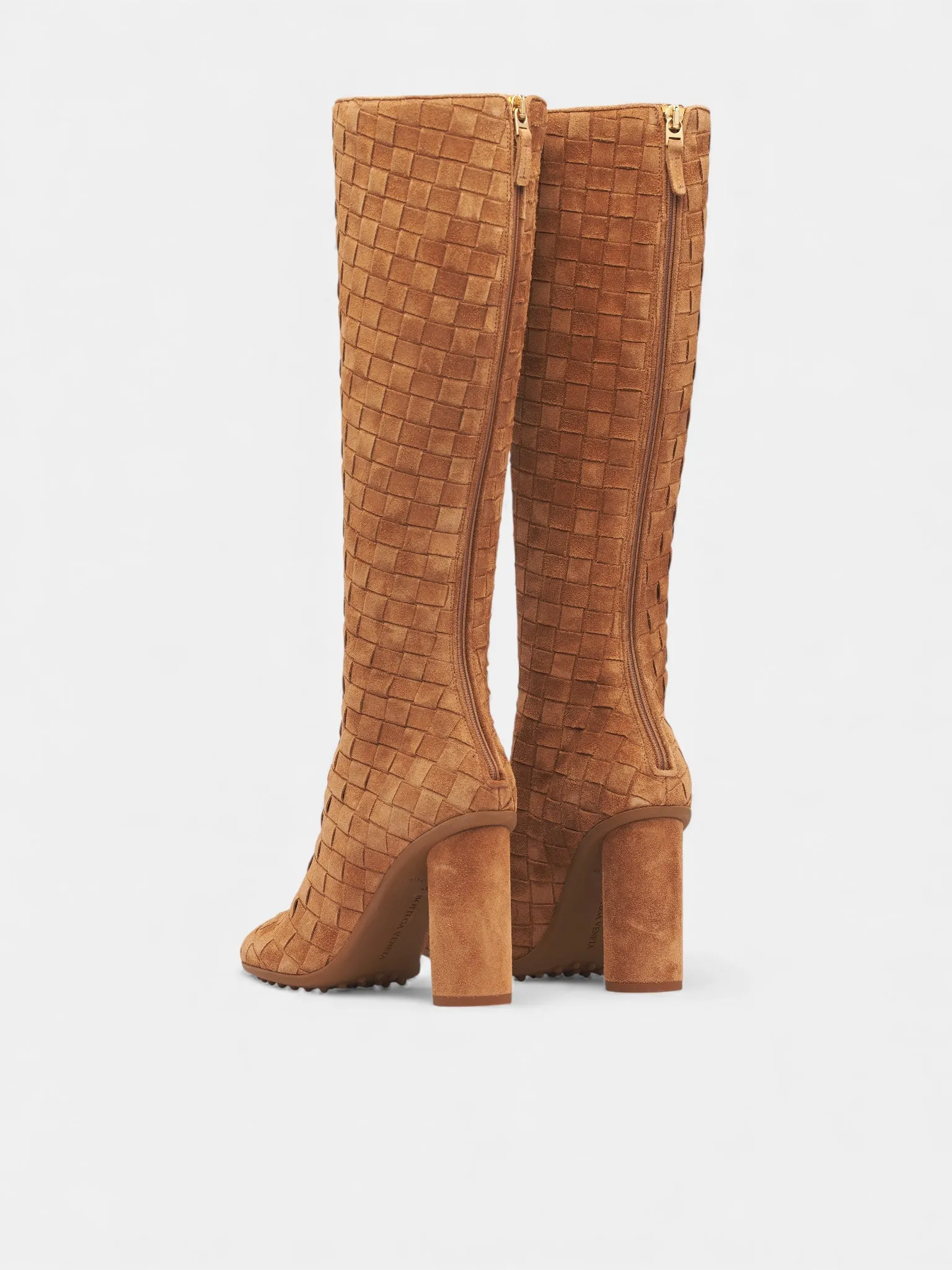 Beige Intrecciato Suede High Boots (855922V4JC0003-TAFFY) sold by lorenzo product image thumbnail 5